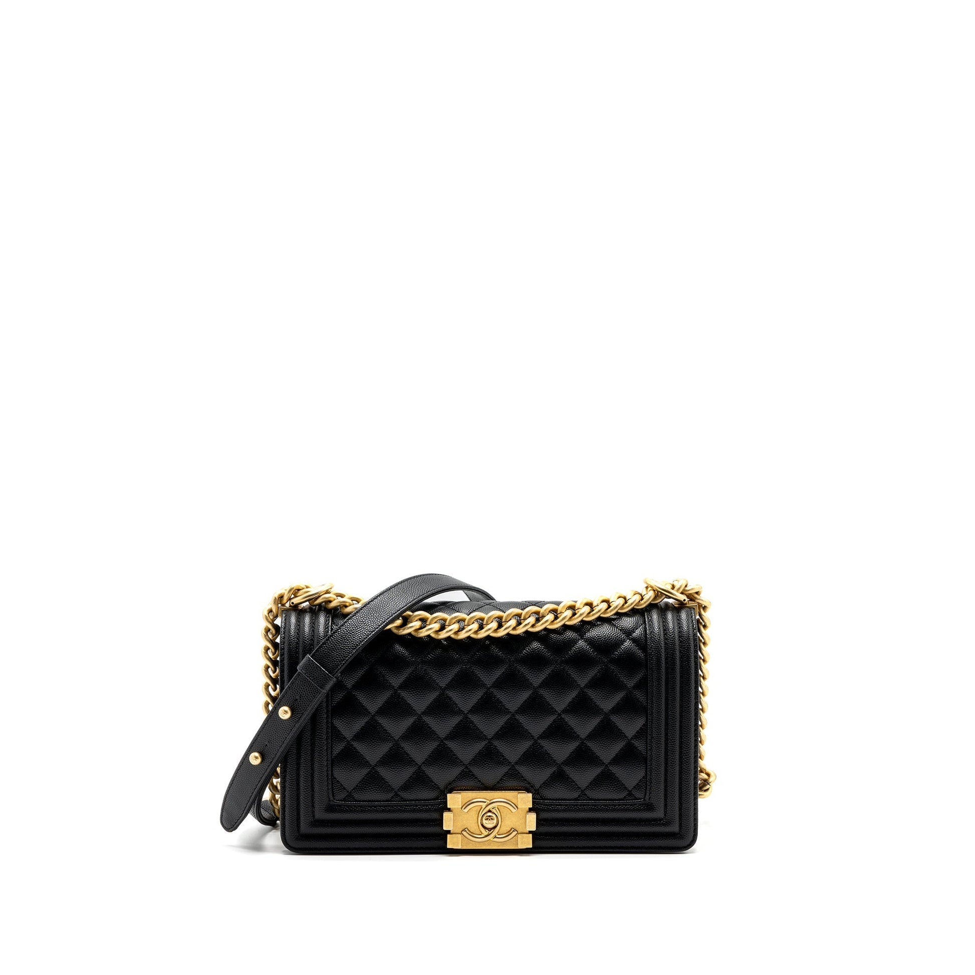 Chanel boy caviar brushed GHW microchip Black Handbag Microchip 1