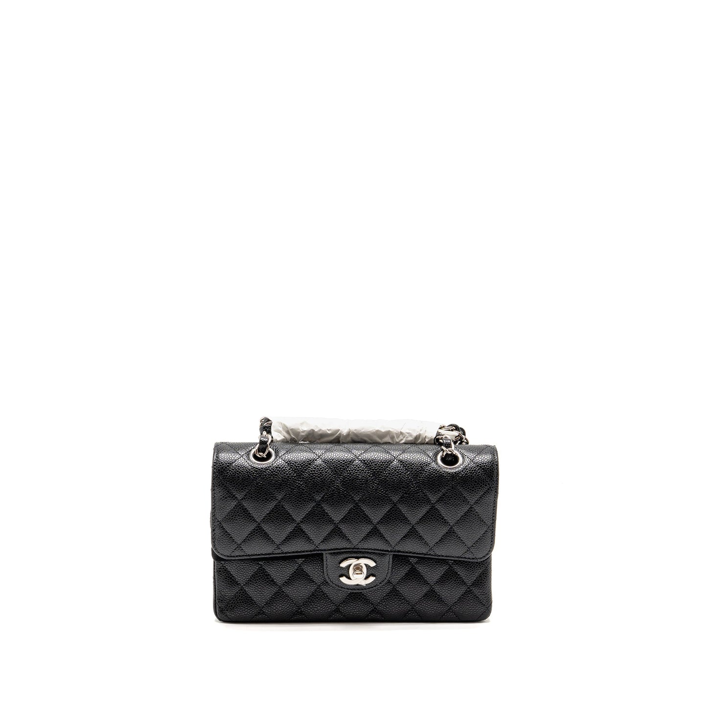 Chanel Classic Double Flap Caviar SHW Black Small Shoulder Bag Black Shw