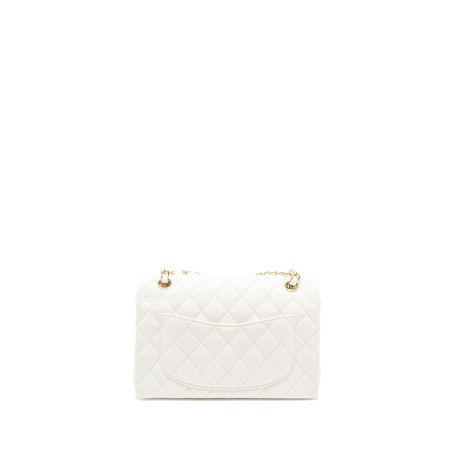 Chanel Classic Double Flap Caviar LGHW Microchip White Small Shoulder Bag
