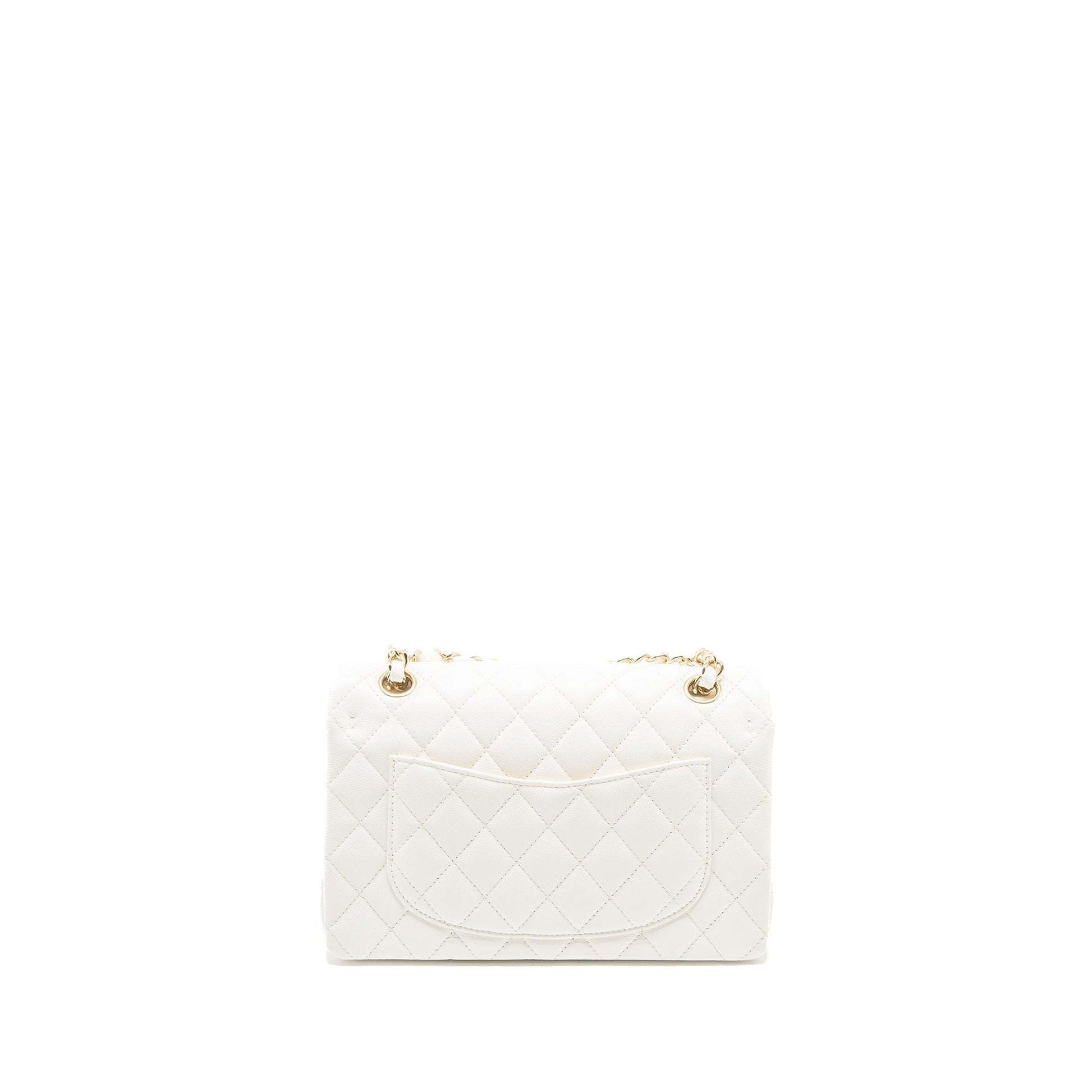 Chanel Classic Double Flap Caviar LGHW Microchip White Small Shoulder Bag