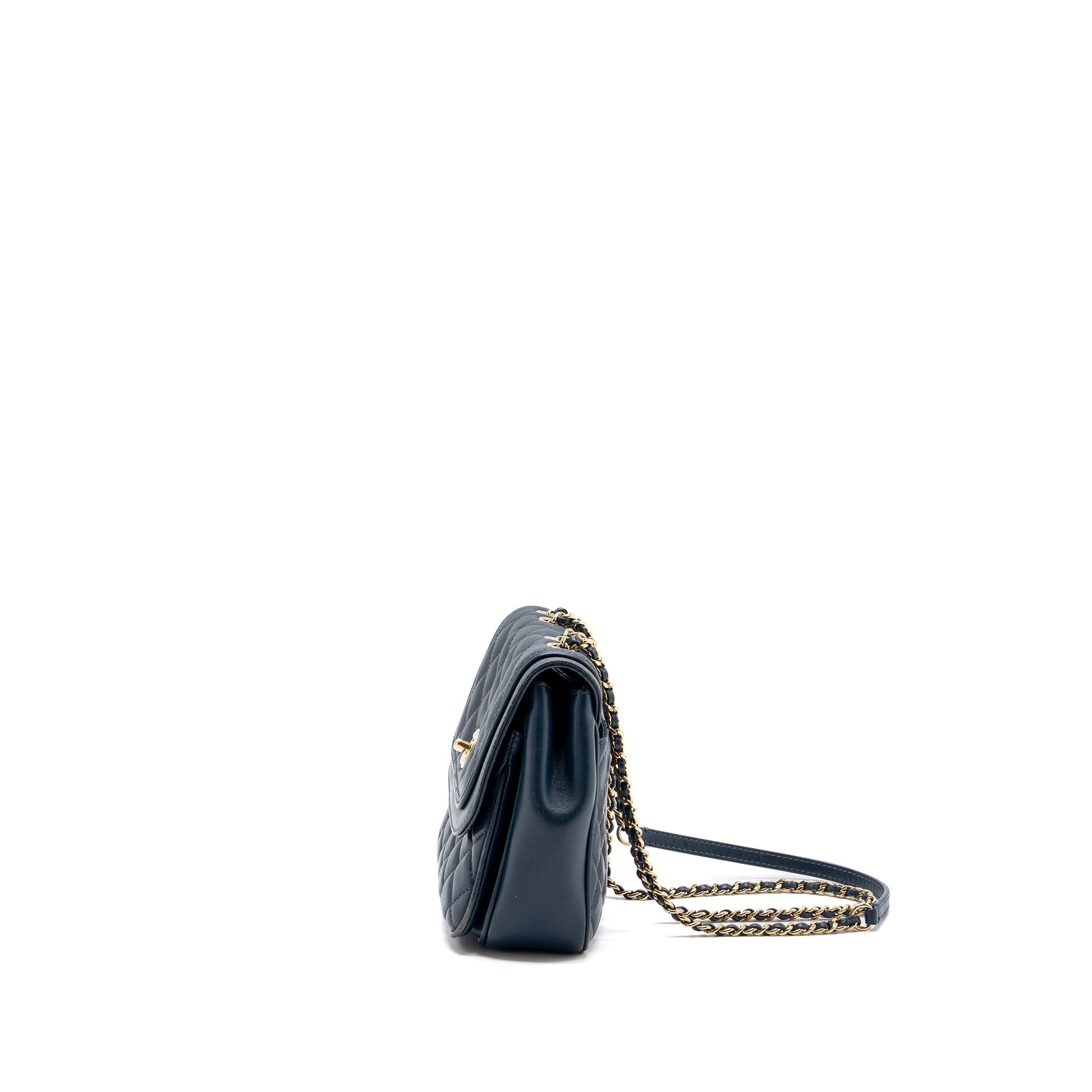 Chanel Quilted Flap Lambskin Dark LGHW Blue Crossbody Bag