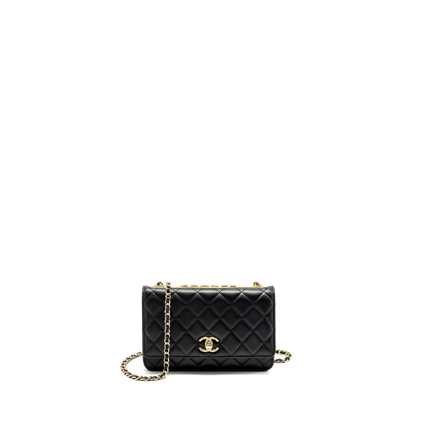 Chanel Trendy CC on lambskin LGHW microchip Black Wallet Case Lghw Microchip