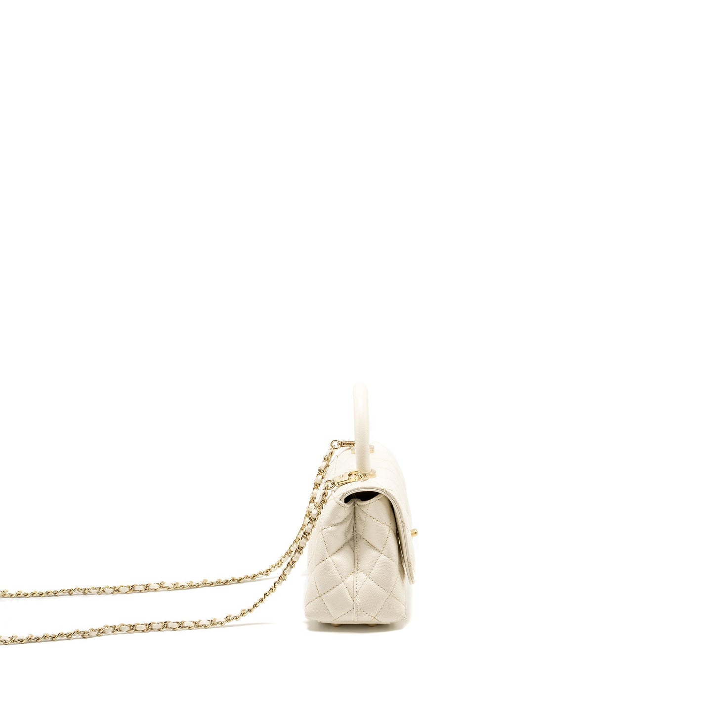 Chanel Coco Handle Caviar LGHW Microchip White Mini Bag