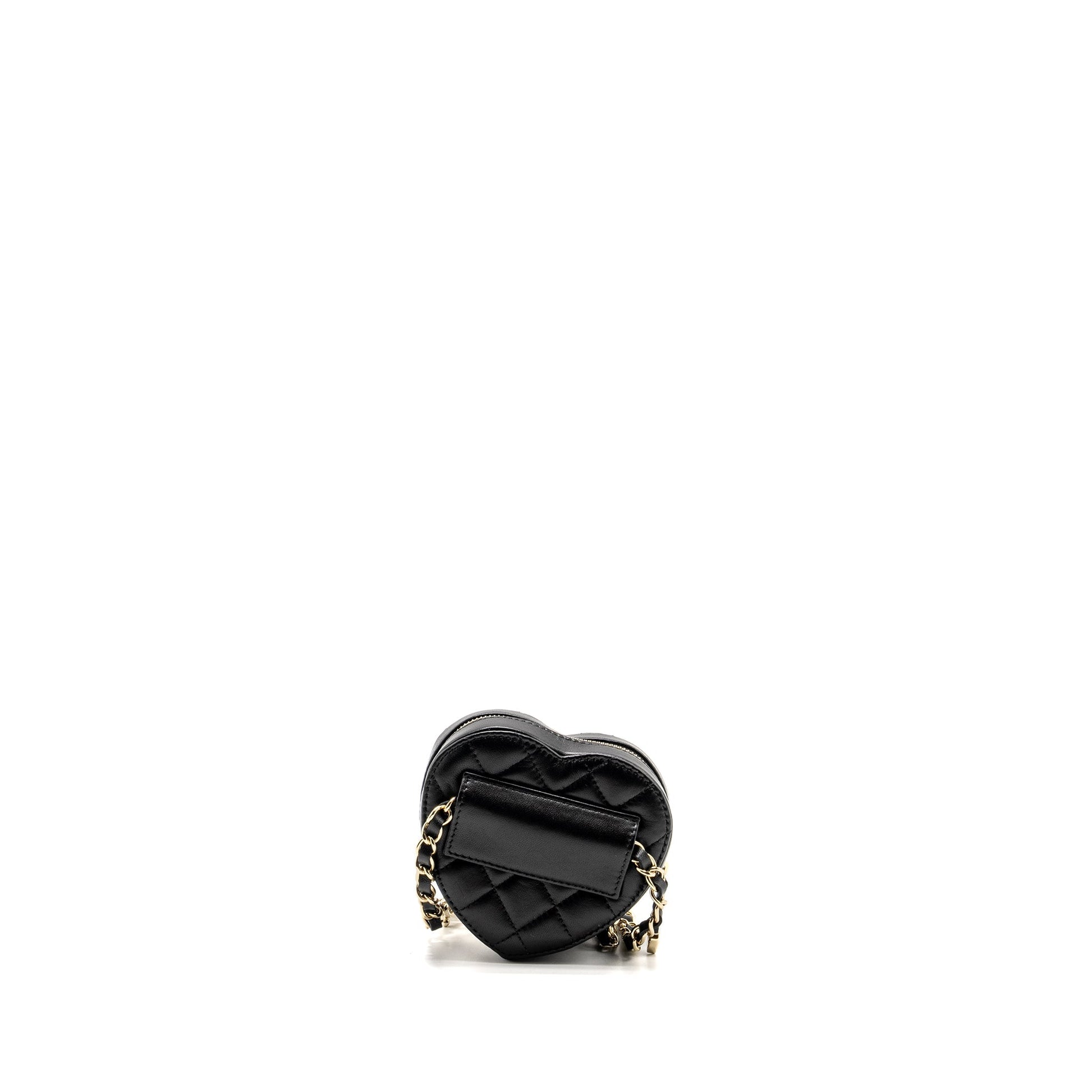 Chanel 22S Heart Belt Lambskin LGHW Black Black Lghw