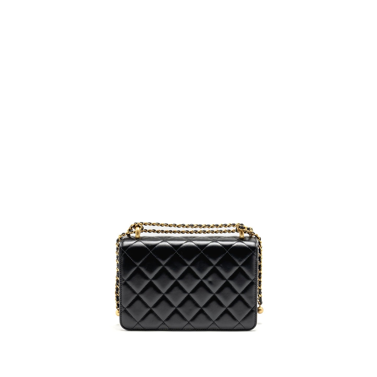 Chanel Crush Flap Calfskin GHW Microchip Black Gold Shoulder Bag Ghw Microchip