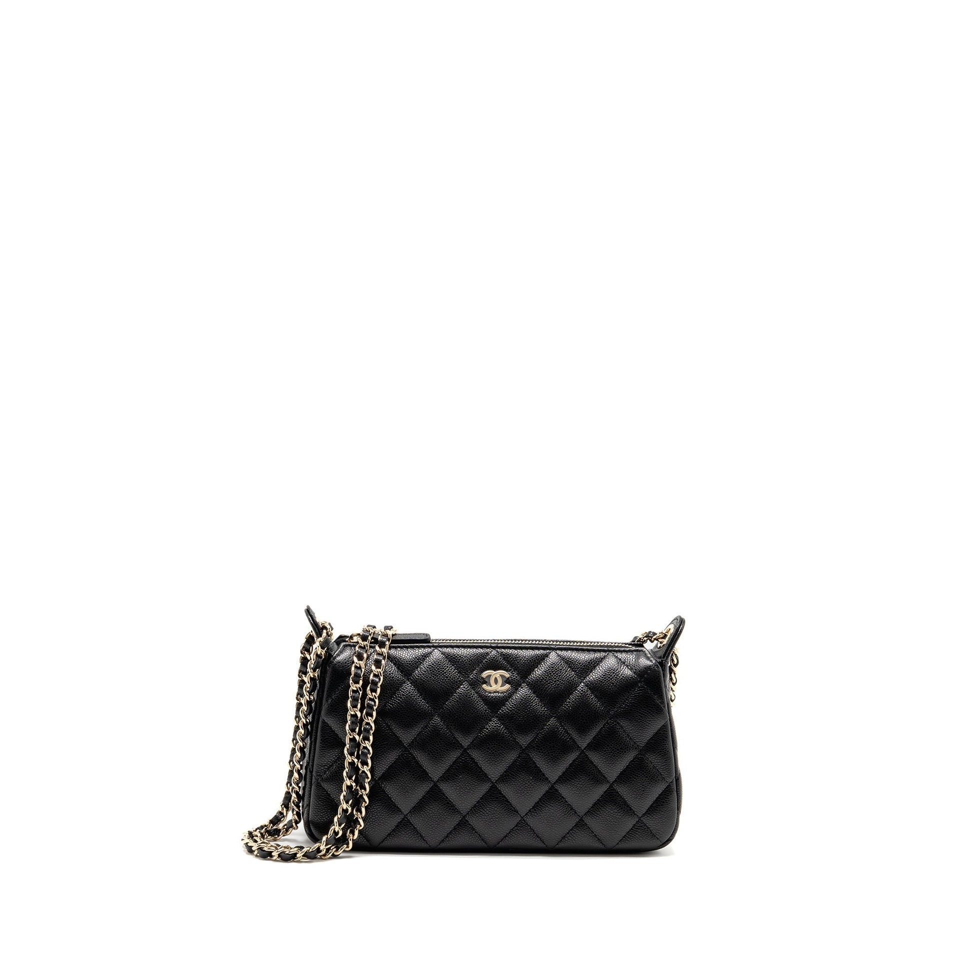 Chanel Caviar LGHW Microchip Black Clutch Bag Lghw Microchip