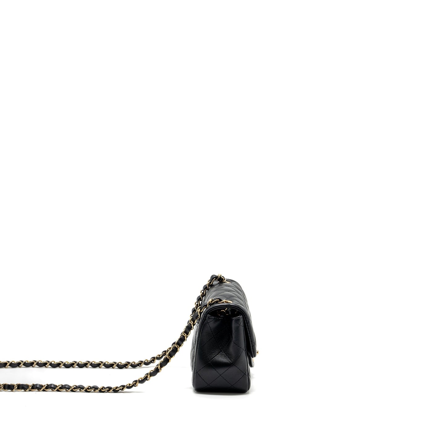 Chanel Square Flap Lambskin GHW Microchip Black Shoulder Bag Microchip 8