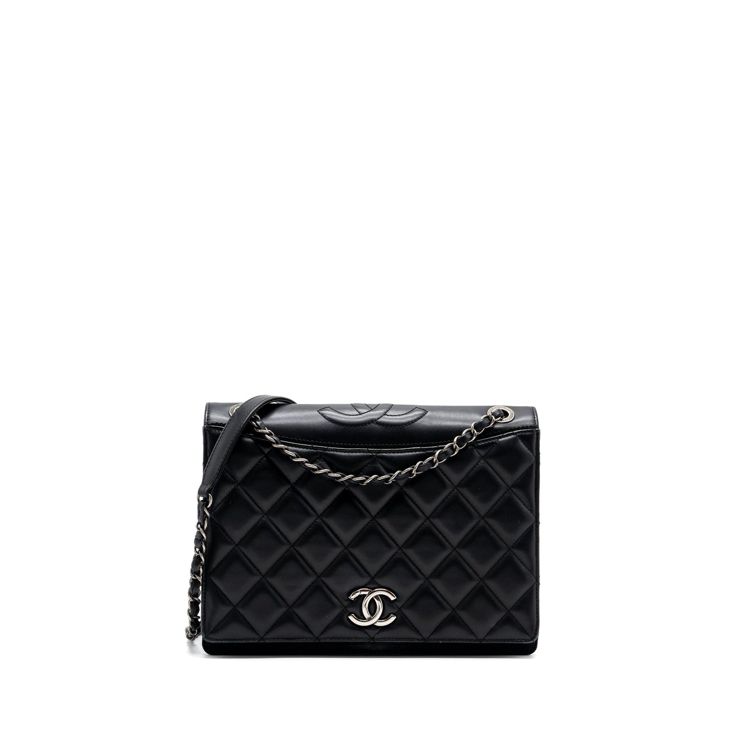 Chanel Quilted Flap Calfskin Ruthenium Hardware Black Shoulder Bag