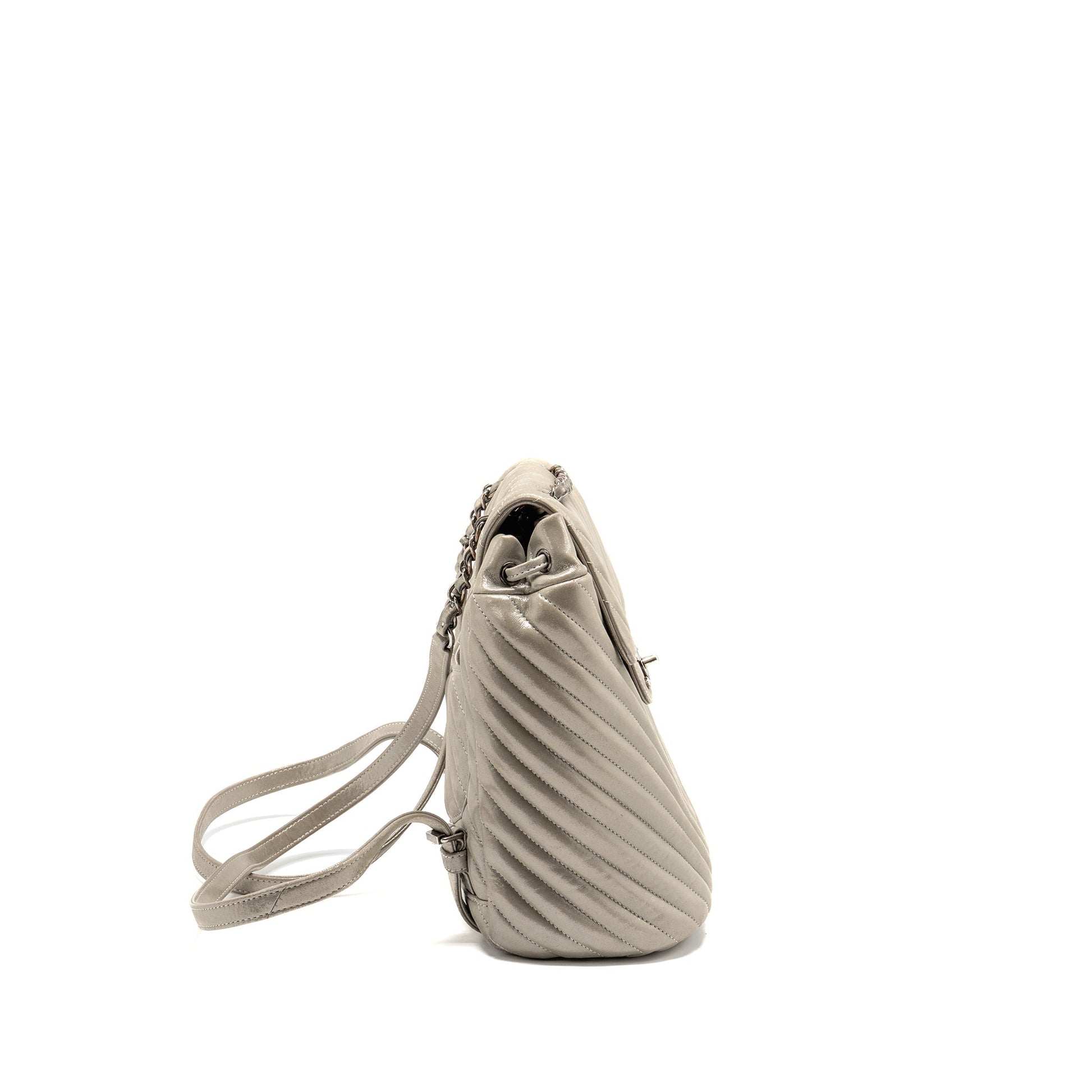 Chanel Urban Spirit Backpack Chevron Calfskin Iridescent Grey Small