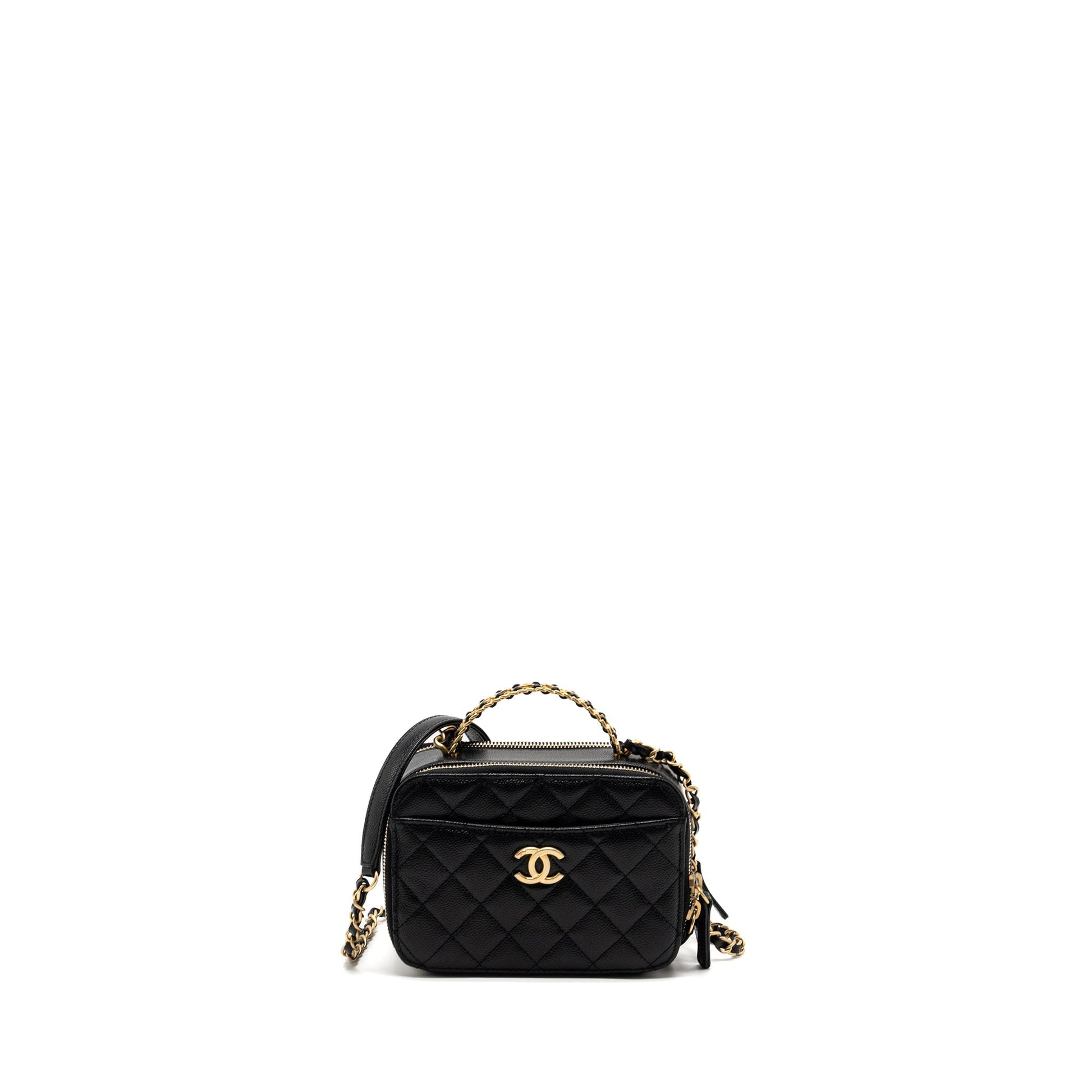 Chanel 22S Letter Top Handle Vanity Caviar Black Small Handbag Microchip 1