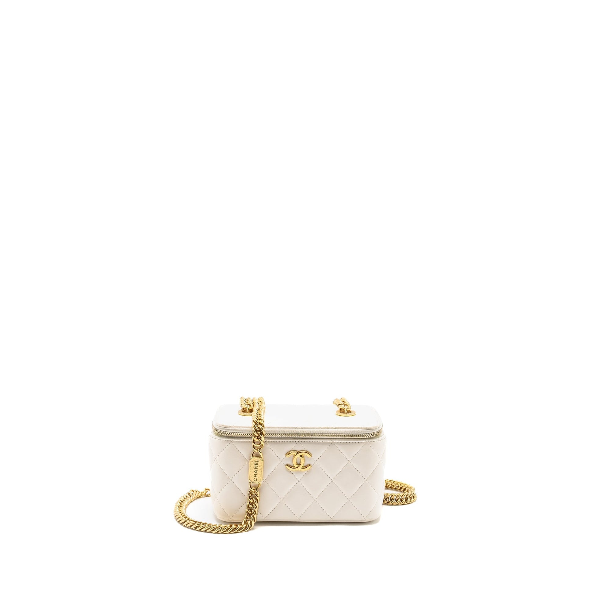 Chanel Letter CC Logo Long Vanity Lambskin White Handbag