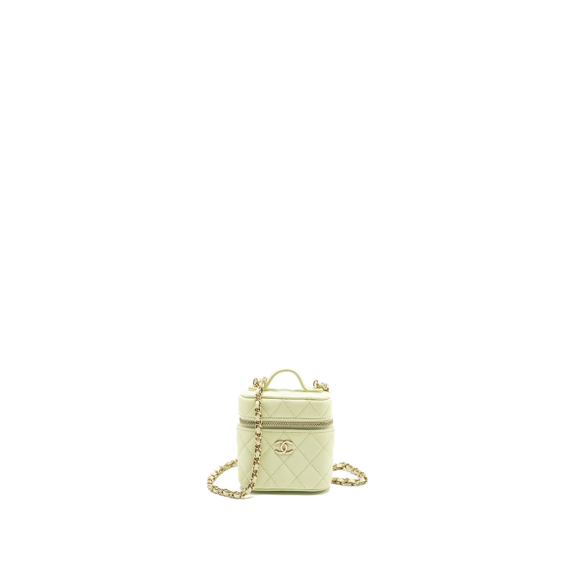 Chanel Vertical Vanity Caviar Light LGHW Green Mini Bag