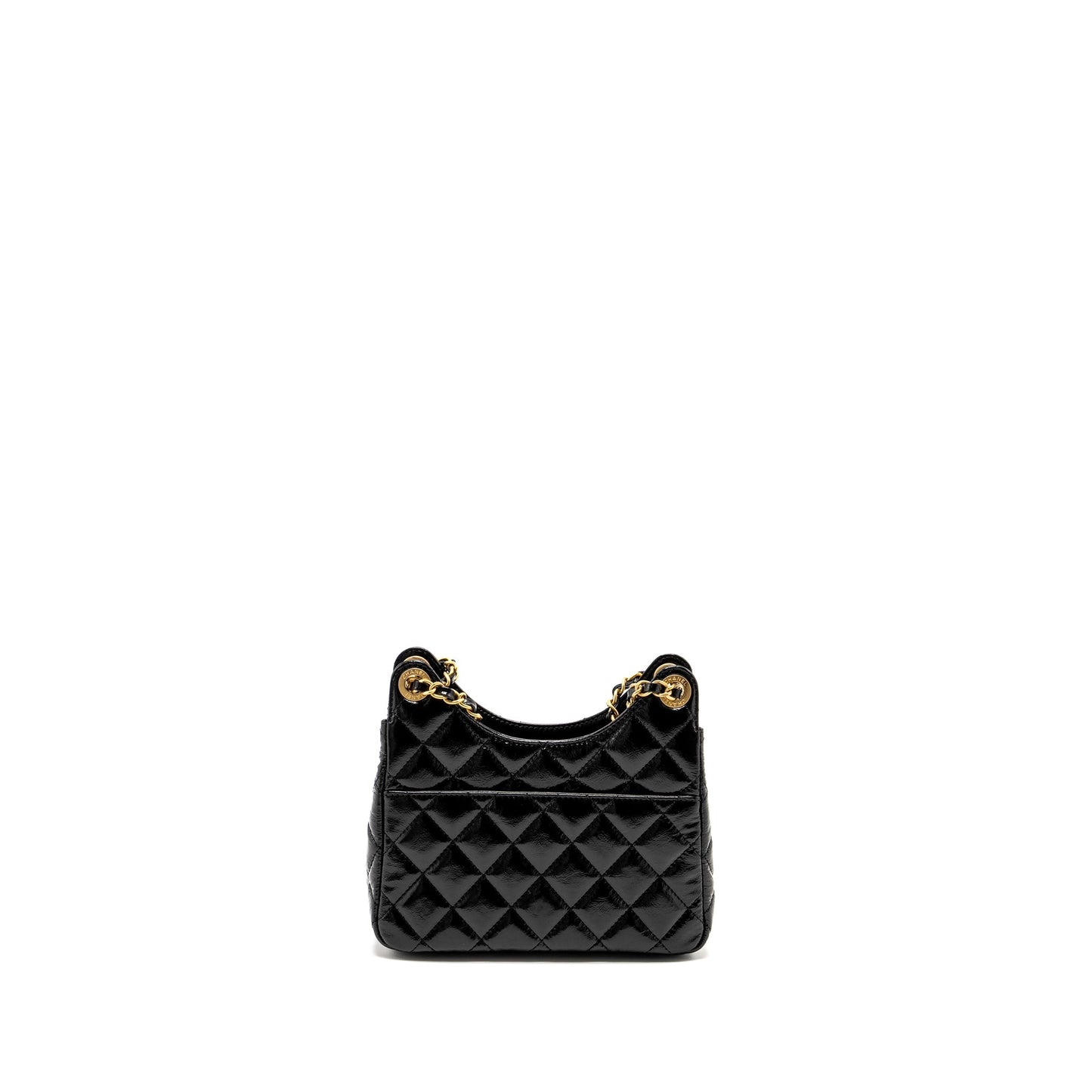 Chanel 23C Hobo Shiny Calfskin Brushed GHW Black Small Shoulder Bag Brushed Ghwmicrochip