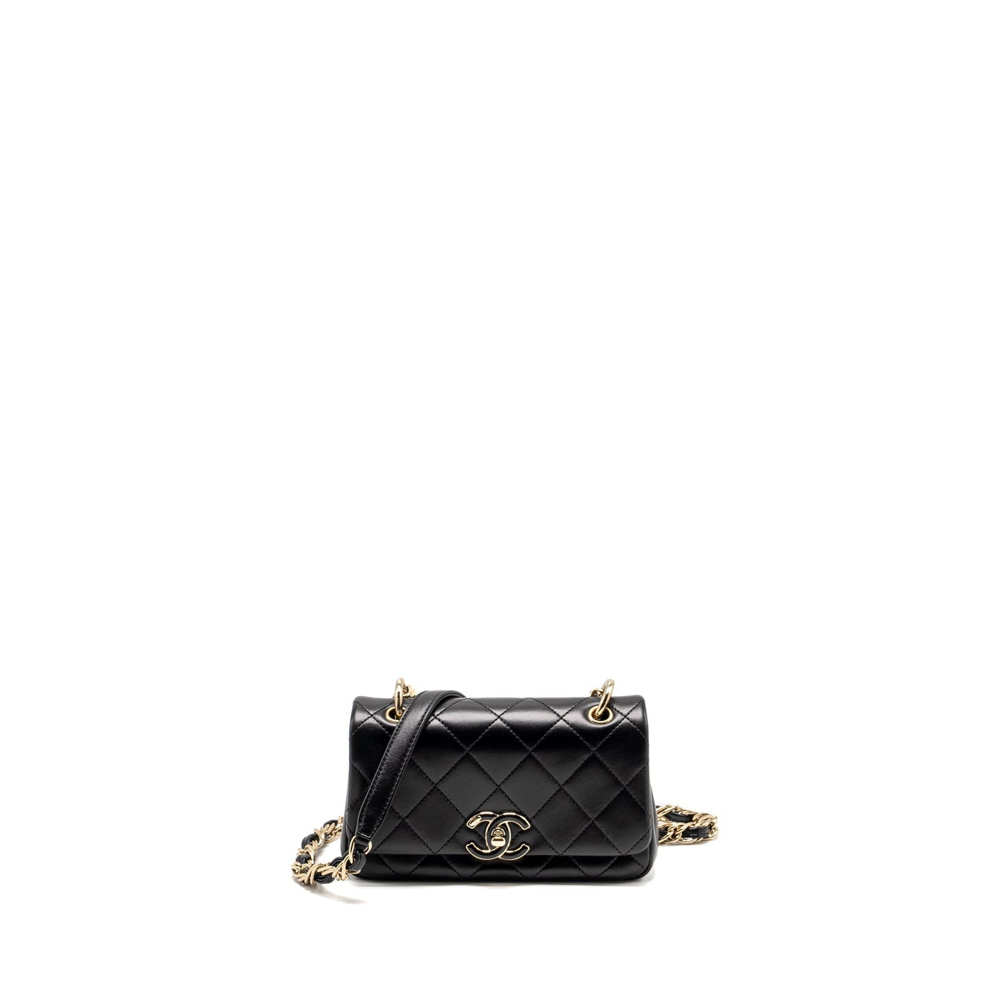 Chanel Enamel CC Logo Quilted Rectangular Flap Black Shoulder Bag Lghw 1