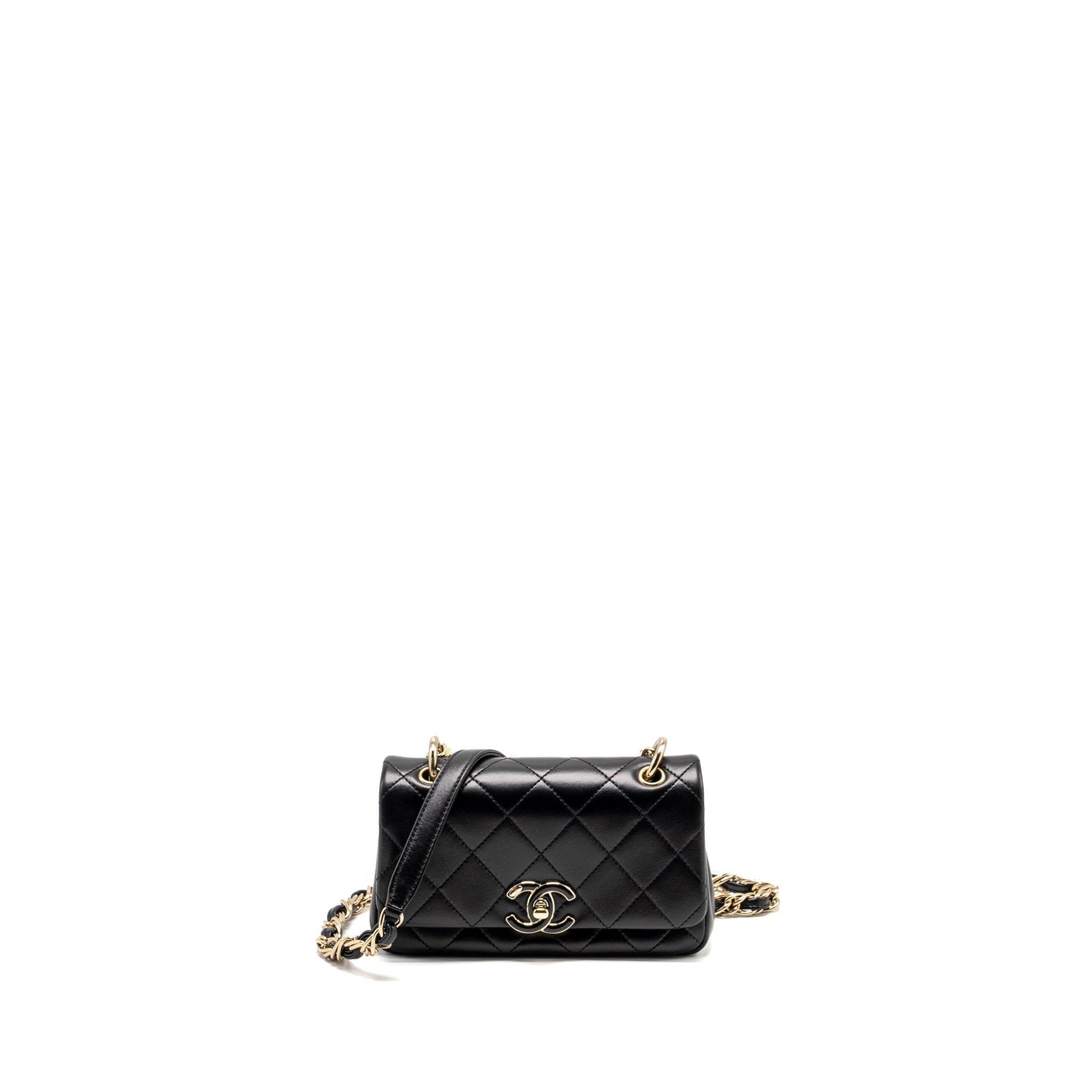 Chanel Enamel CC Logo Quilted Rectangular Flap Black Shoulder Bag Lghw 1