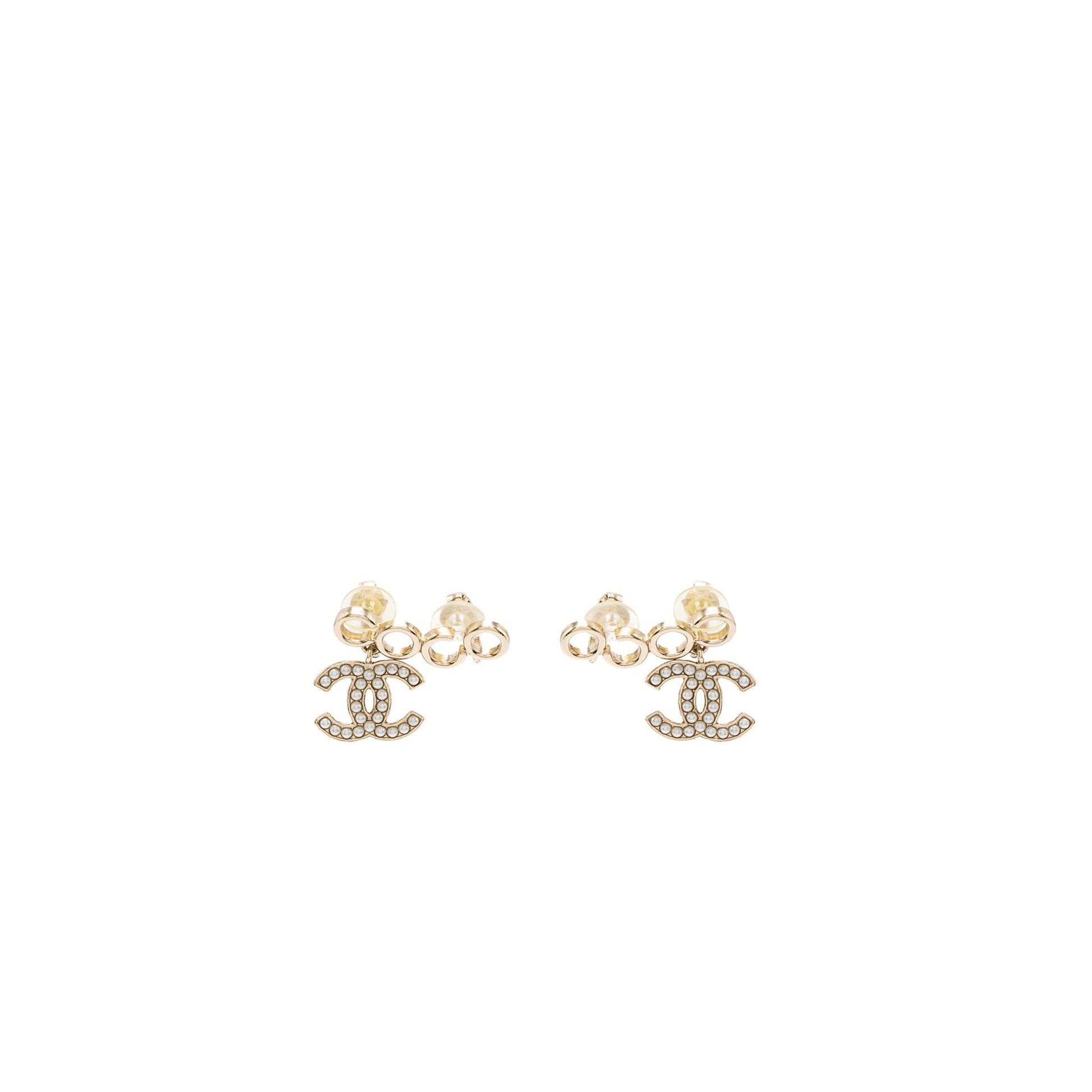 Chanel COCO CC LOGO EAR CLIPs Pearl Gold Handbag