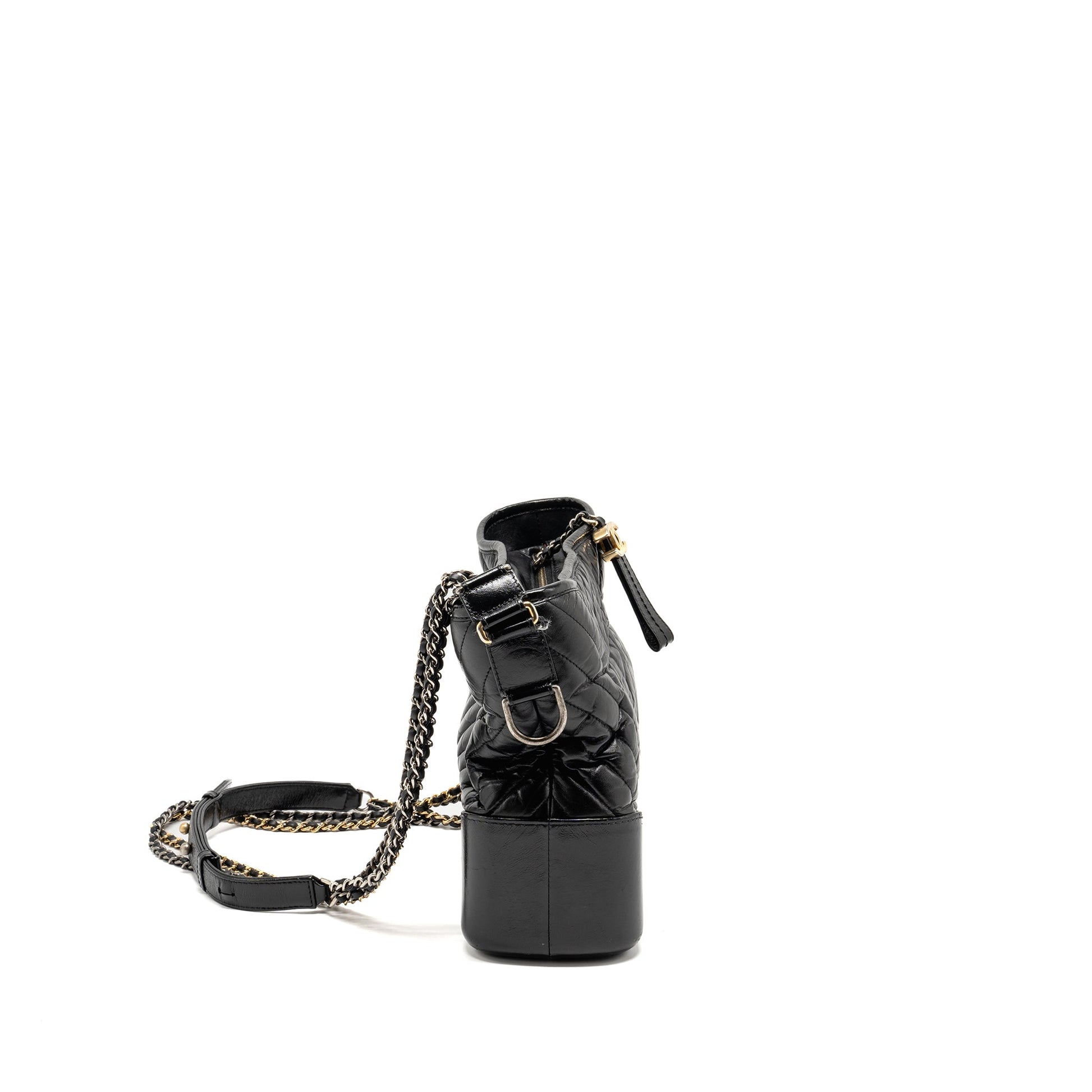 Chanel Gabrielle Hobo Shiny Calfskin Hardware Multicolour Black Shoulder Bag