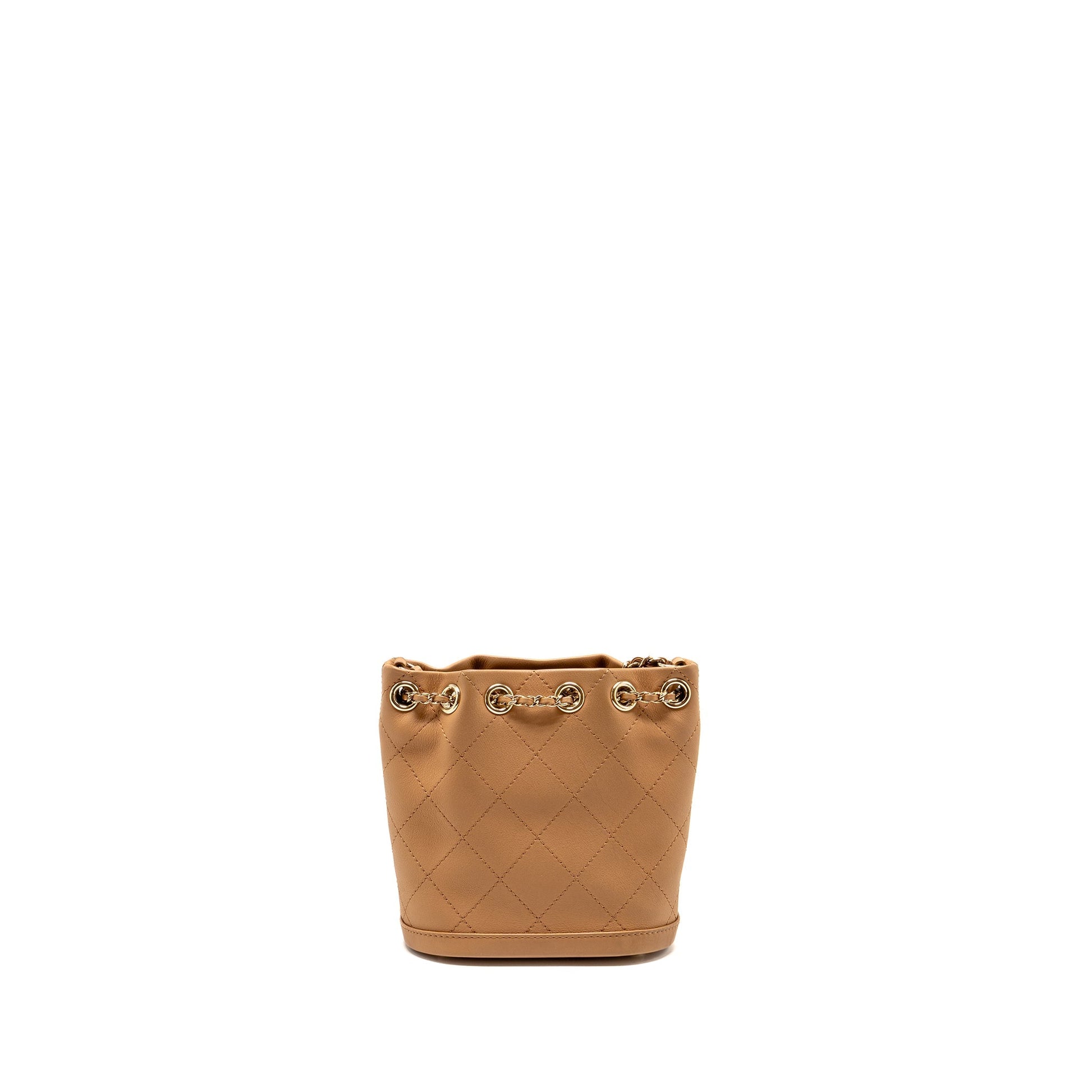 Chanel drawstring bucket calfskin dark LGHW Beige Jewelry