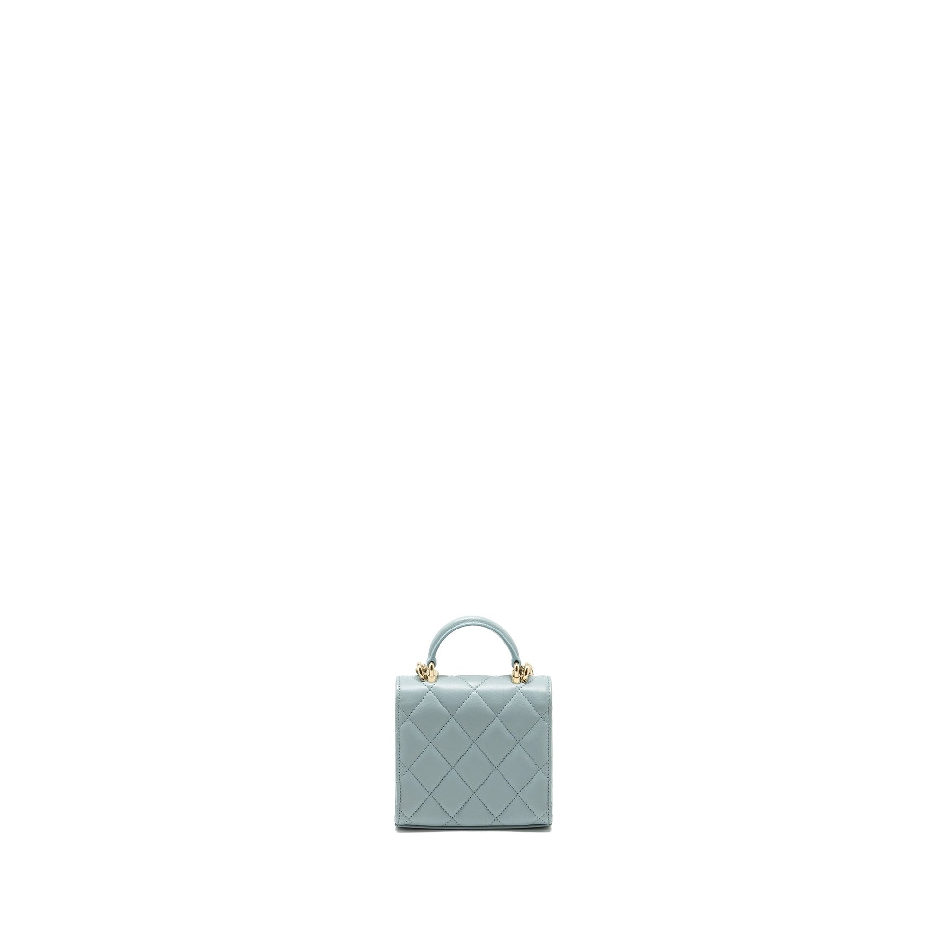 Chanel Top Handle Flap Lambskin Light LGHW Blue Shoulder Bag 5
