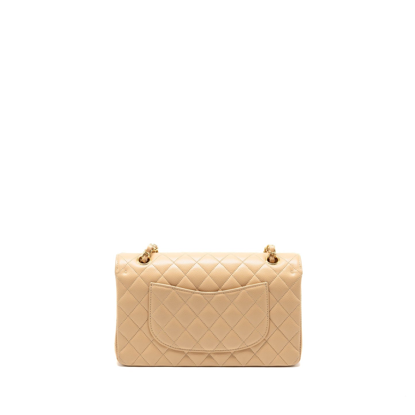 Chanel Classic Double Flap Caviar LGHW Microchip Beige Shoulder Bag