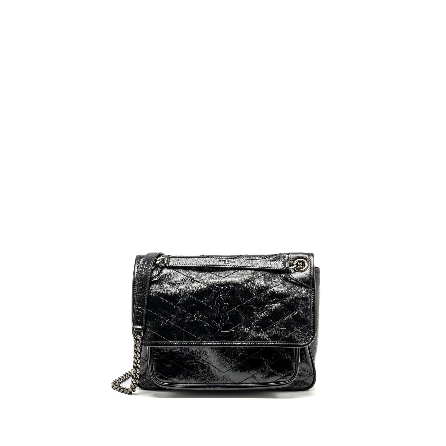 YSL Saint Laurent Niki Calfskin Handbag Black Medium Travel Bag Black Shw 1