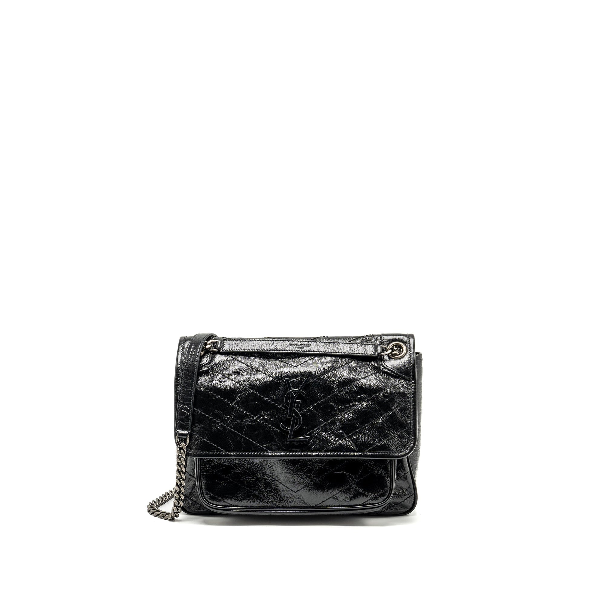 YSL Saint Laurent Niki Calfskin Handbag Black Medium Travel Bag Black Shw 1