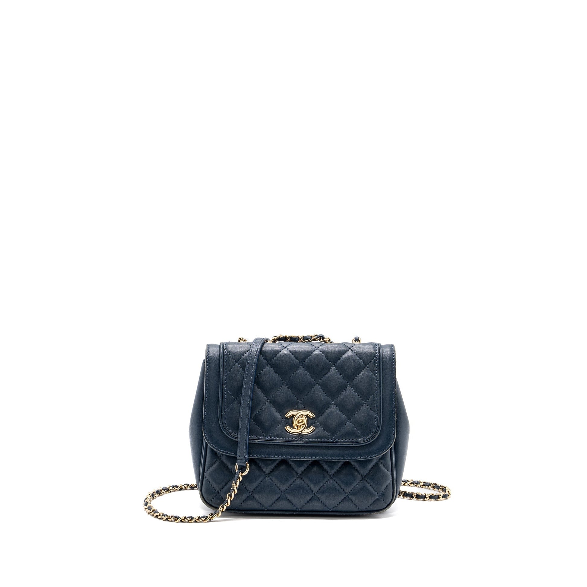 Chanel Quilted Flap Lambskin Dark LGHW Blue Crossbody Bag