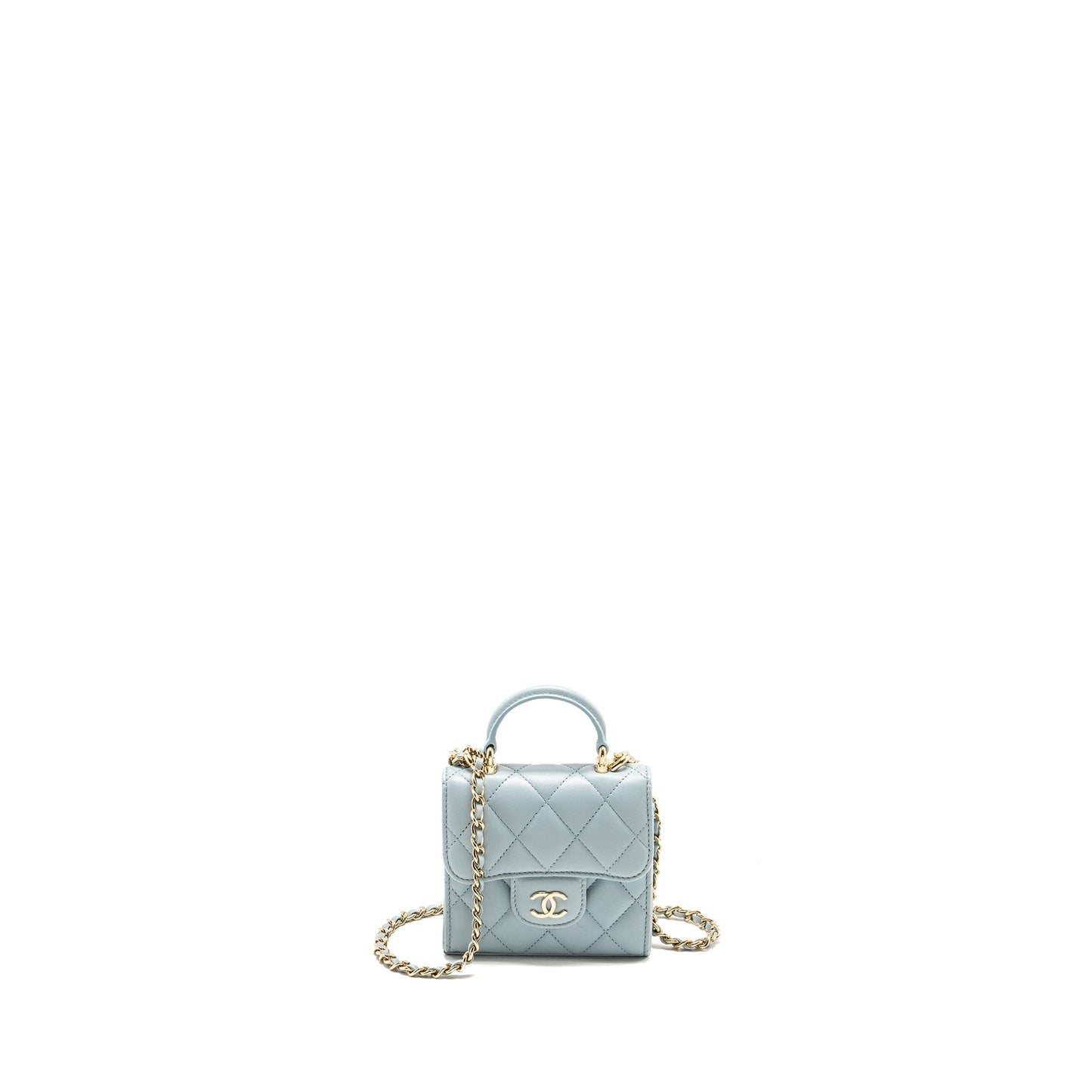 Chanel Top Handle Flap Lambskin Light LGHW Blue Shoulder Bag Lghw 2