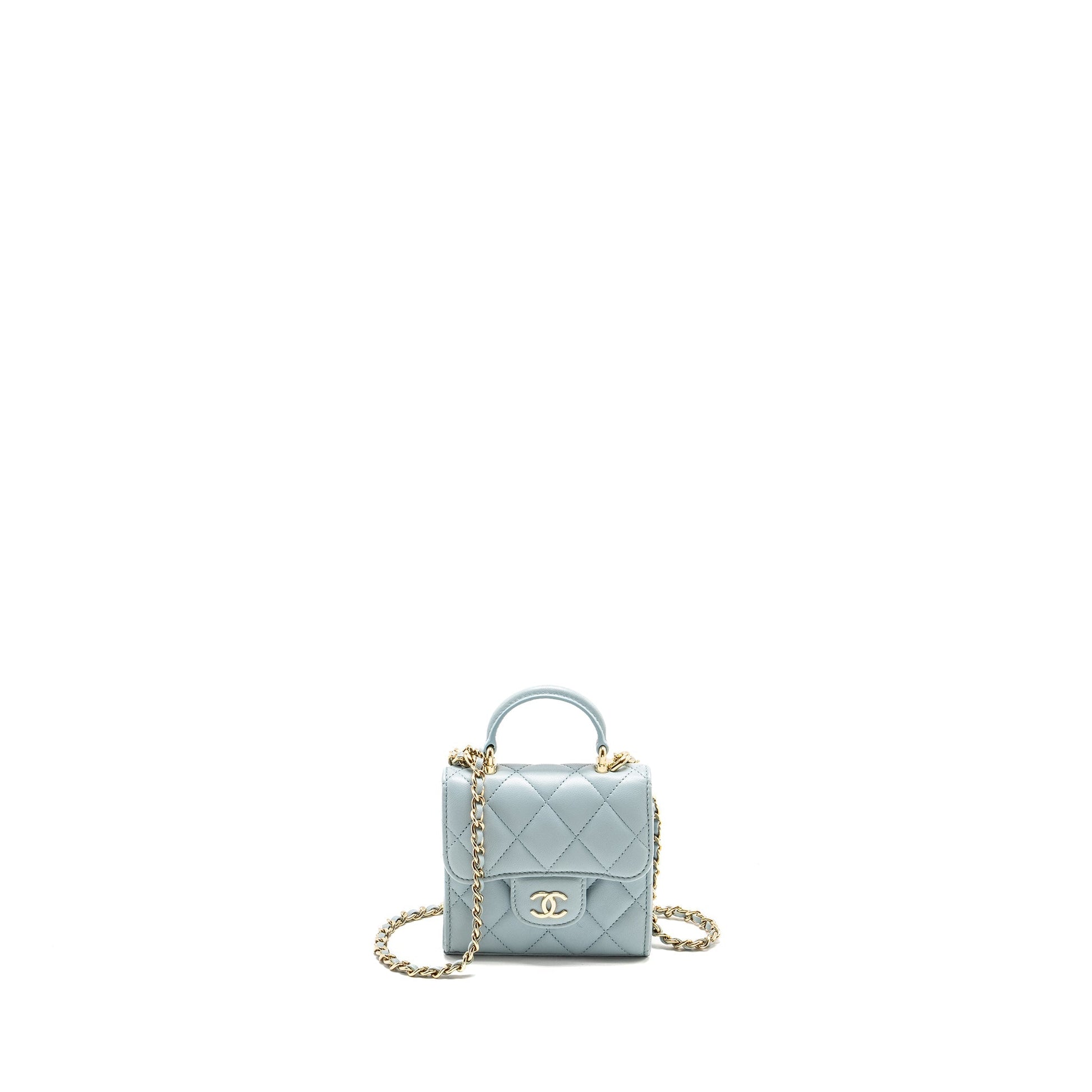 Chanel Top Handle Flap Lambskin Light LGHW Blue Shoulder Bag Lghw 2