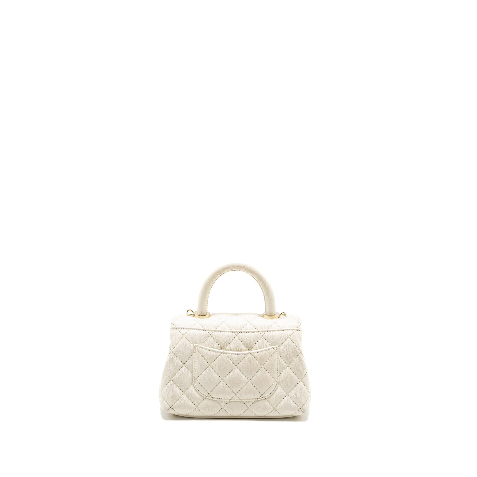 Chanel Coco Handle Caviar LGHW Microchip White Mini Bag