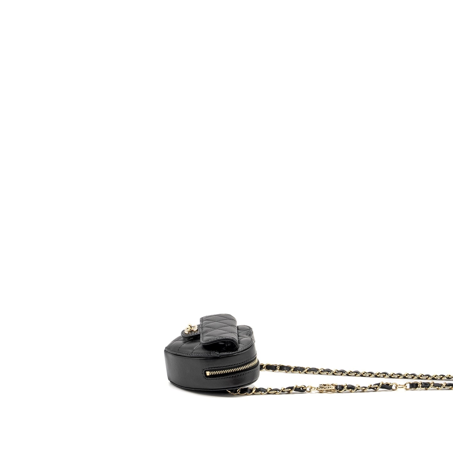 Chanel 22S Heart Belt Lambskin LGHW Black Black Lghw