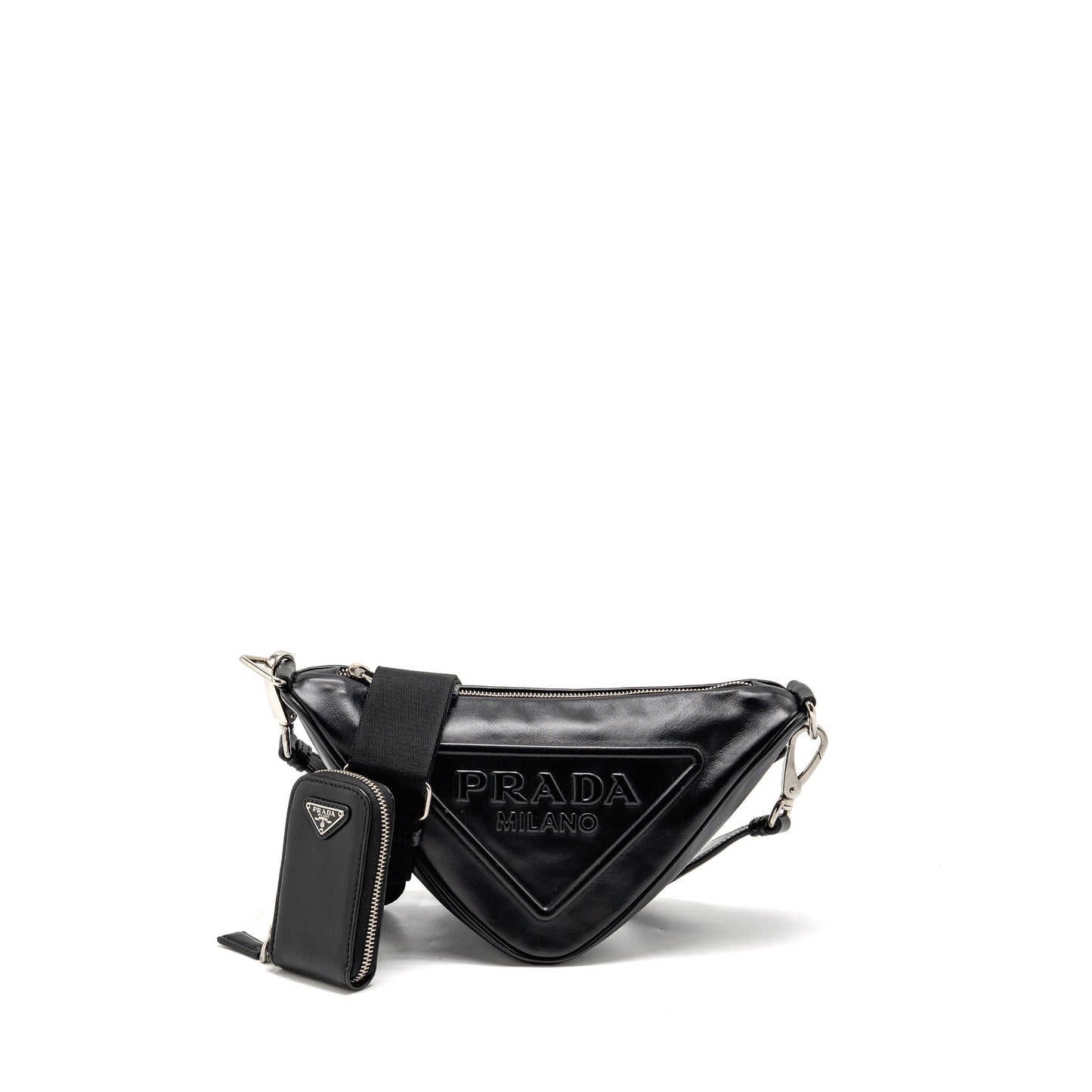 Prada Triangle Purse Handbag Leather Black Travel Bag Black Handbag
