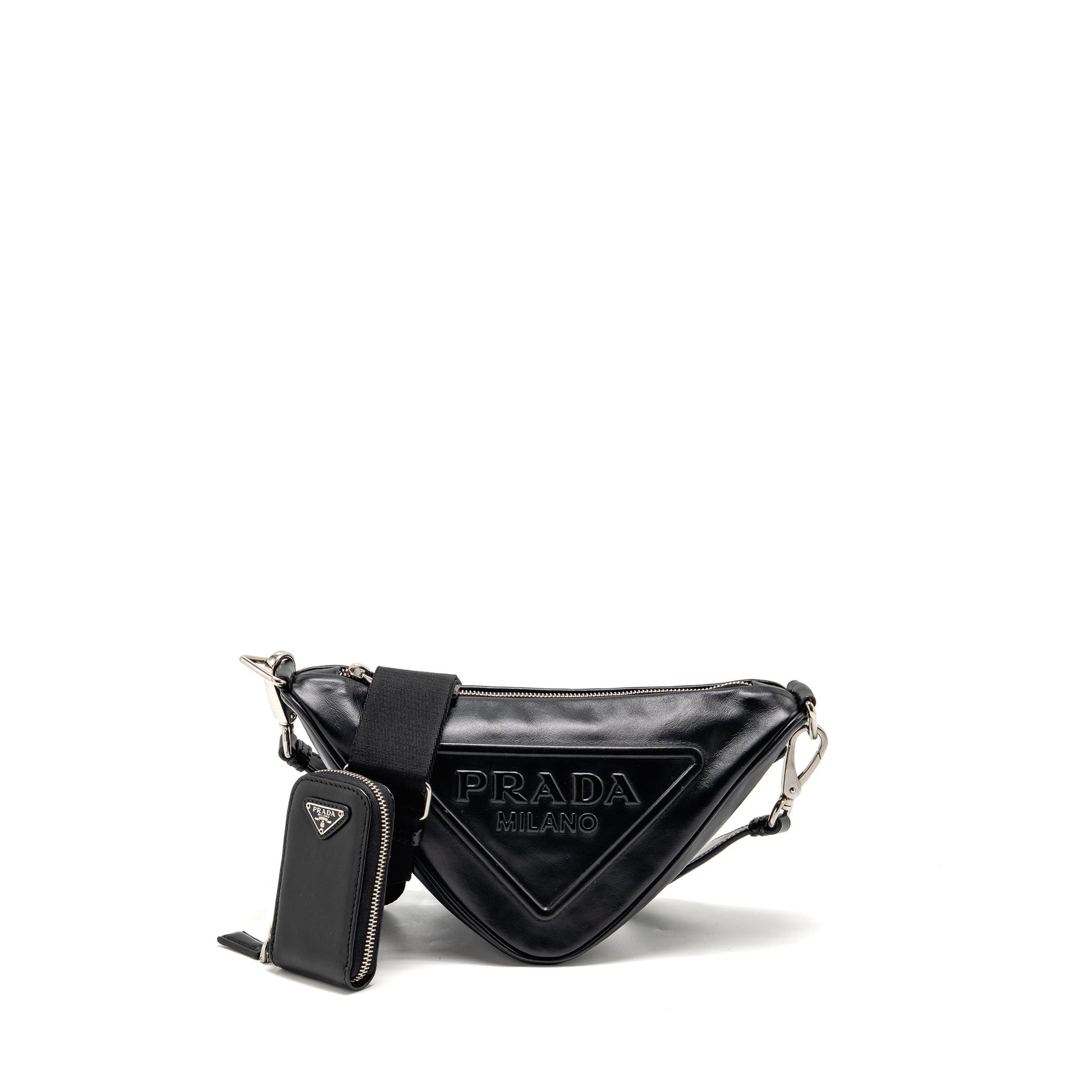 Prada Triangle Purse Handbag Leather Black Travel Bag Black Handbag