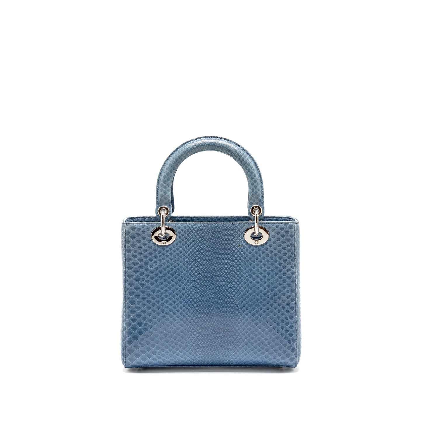 Dior Lady Python Handbag Blue Medium Travel Bag
