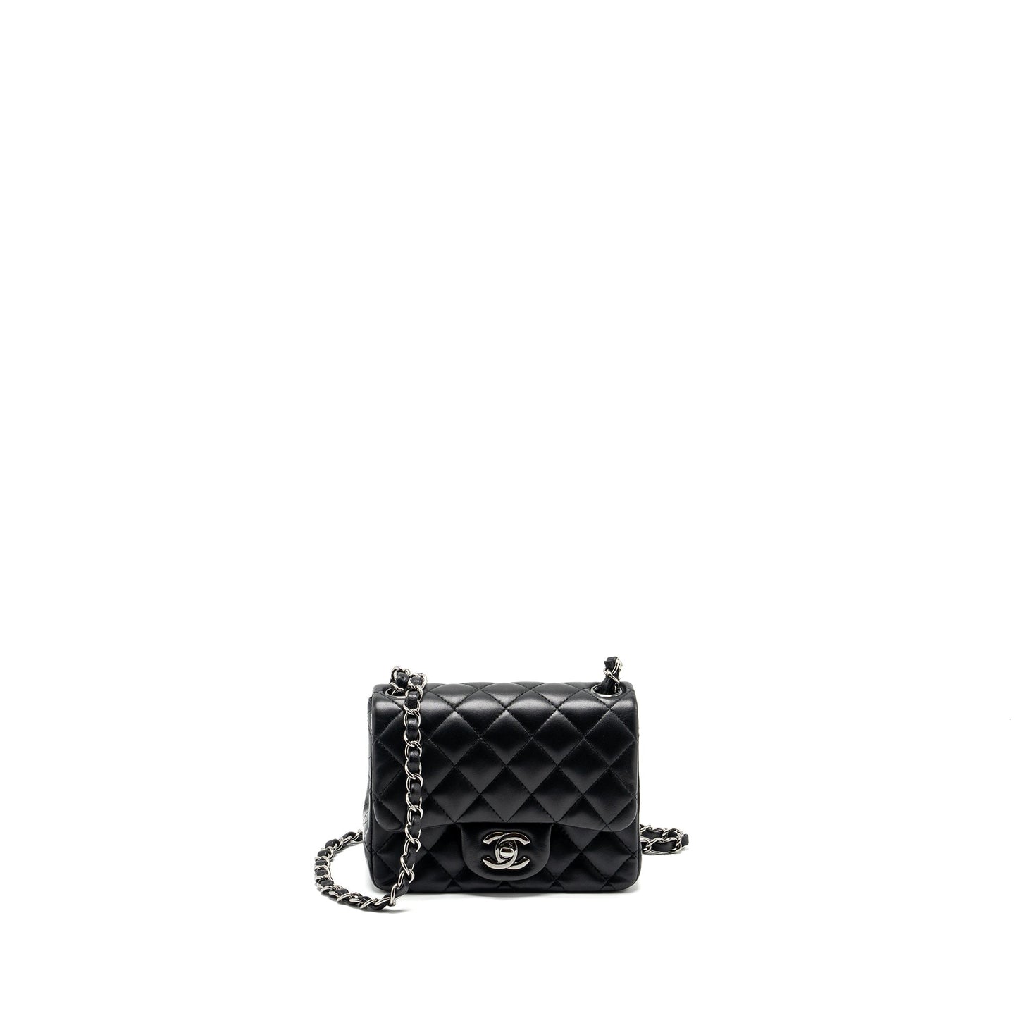 Chanel square Flap lambskin SHW Black Shoulder Bag Black Shw