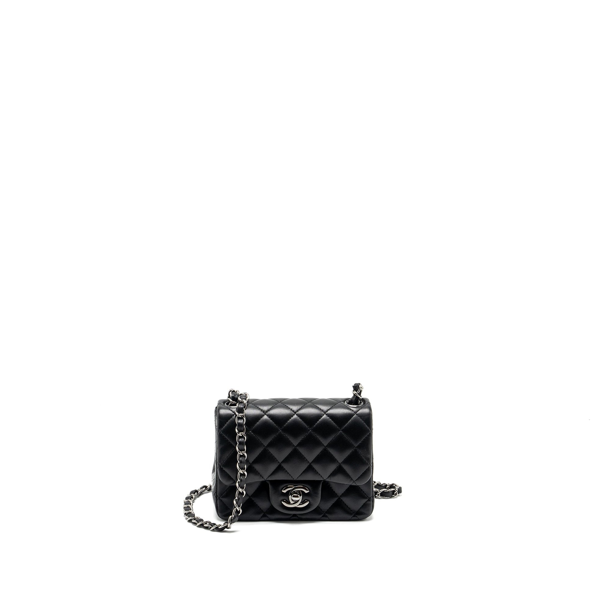 Chanel square Flap lambskin SHW Black Shoulder Bag Black Shw