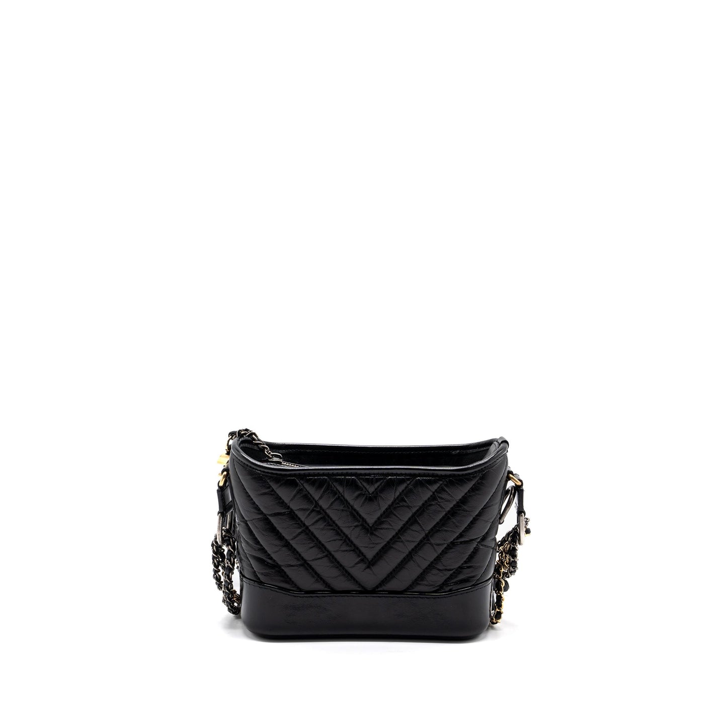 Chanel Gabrielle Hobo Chevron Aged Calfskin Hardware Multicolour Black Small Shoulder Bag