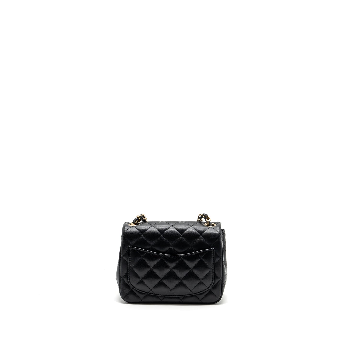 Chanel Square Flap Lambskin GHW Microchip Black Shoulder Bag Microchip 8