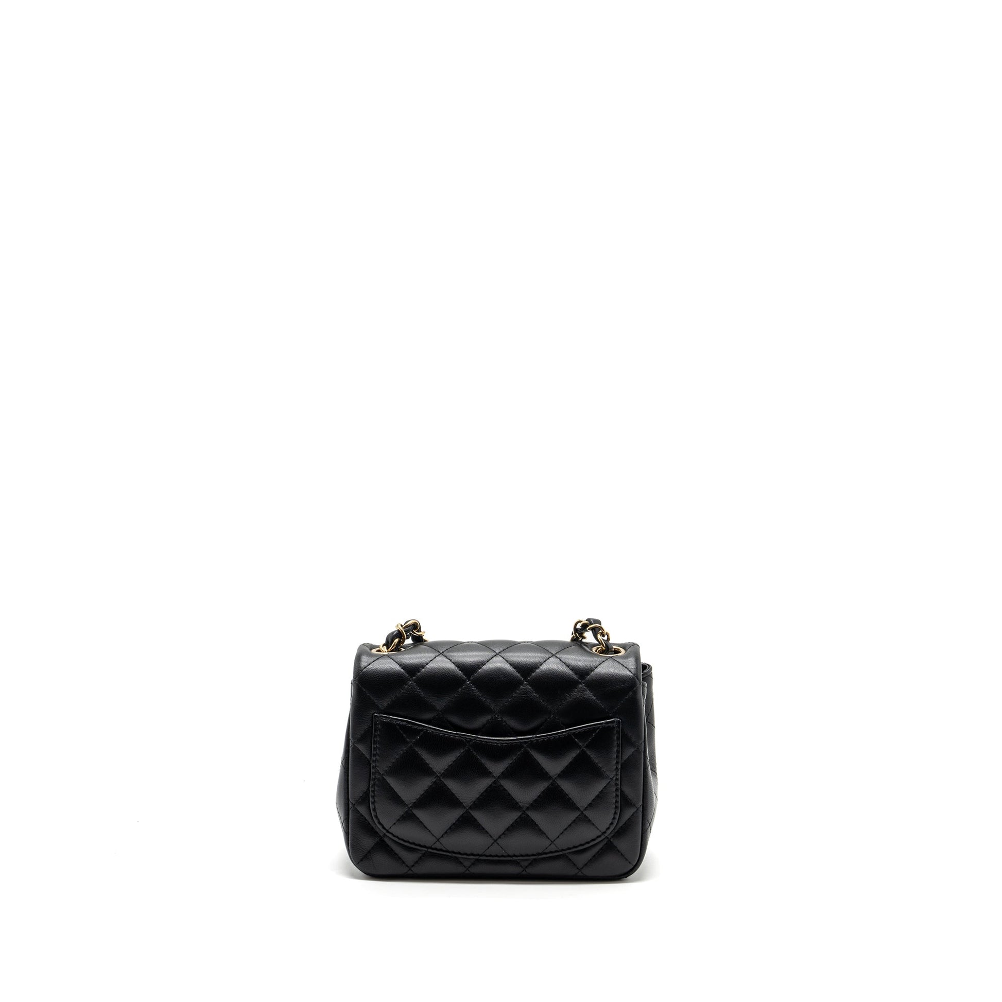 Chanel Square Flap Lambskin GHW Microchip Black Shoulder Bag Microchip 8