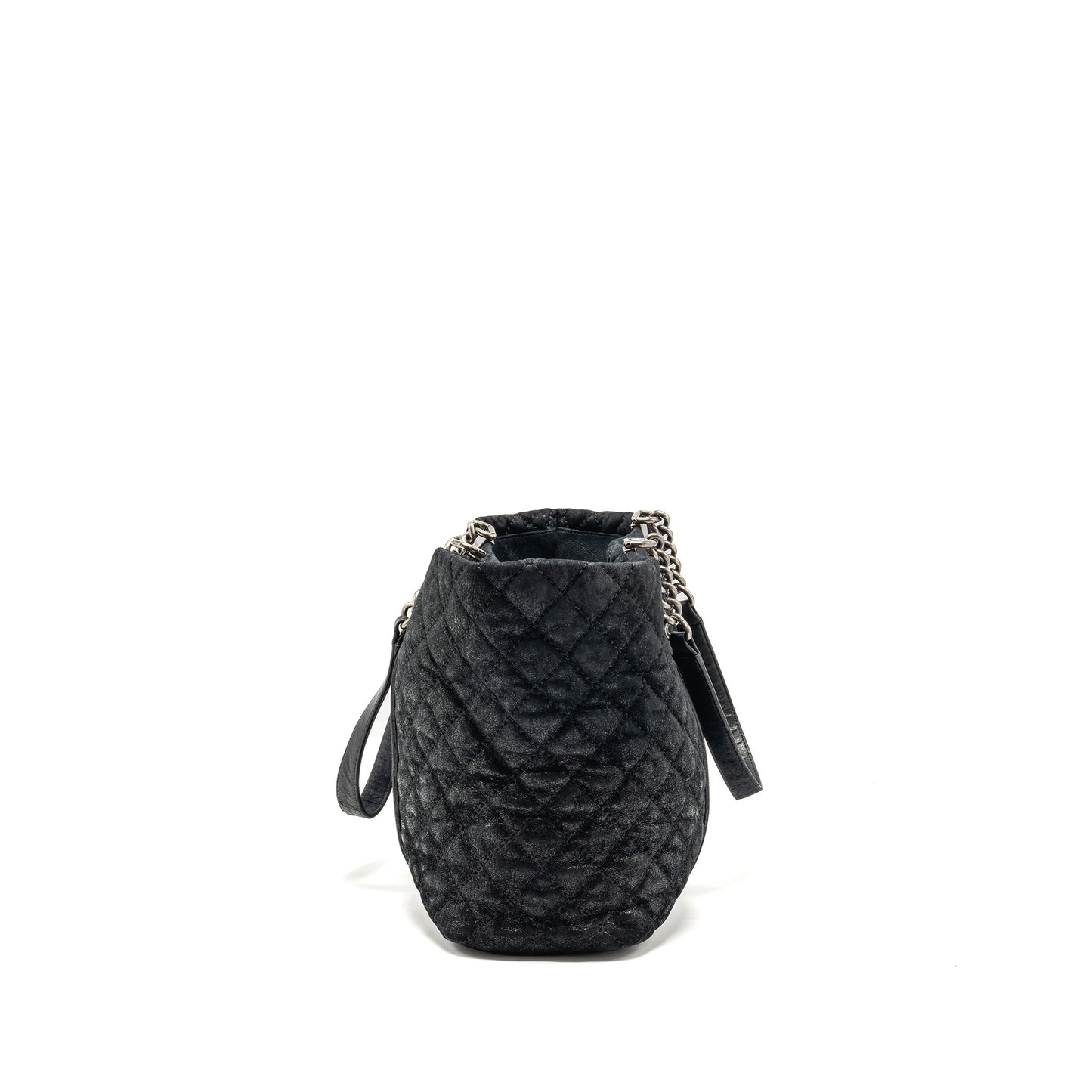 Chanel Boy Shopping Calfskin Iridescent Navy SHW Tote Bag