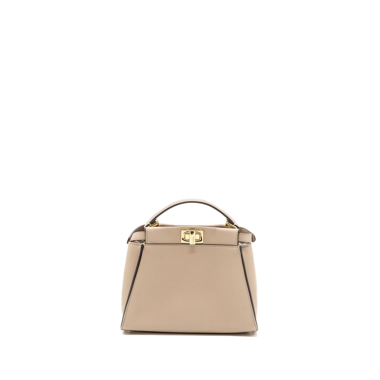 Fendi Peekaboo Calfskin Handbag Beige Mini Travel Bag Calfskin Beige Ghw