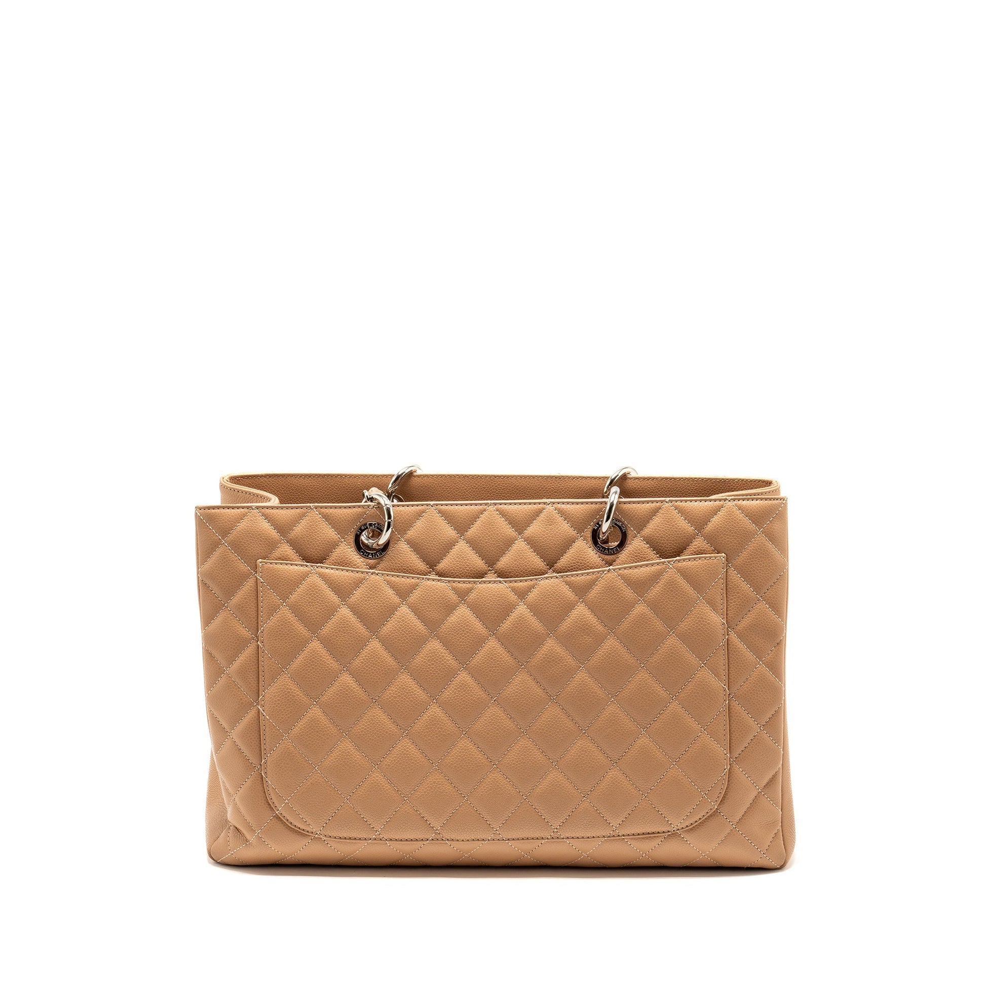 Chanel XL Grand Shopping Caviar Dark SHW Beige Tote Bag
