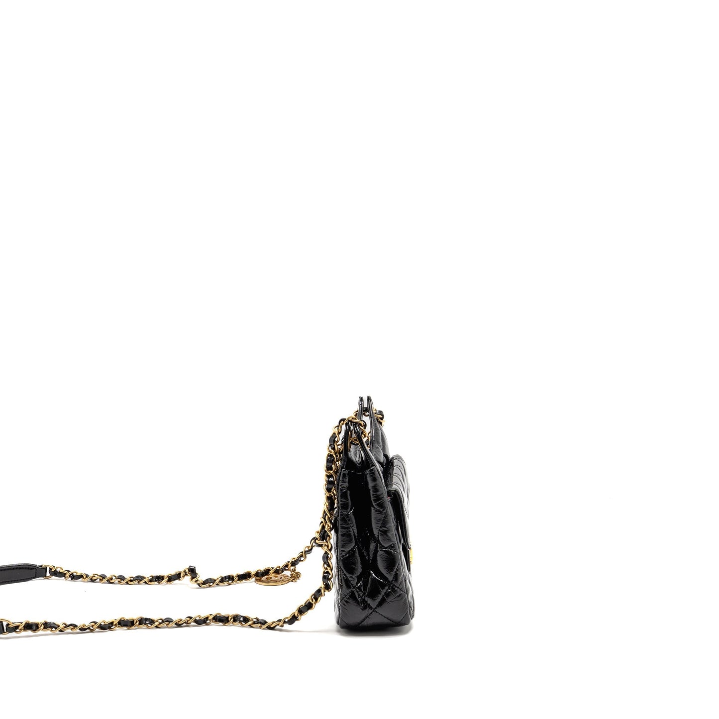 Chanel 23p Hobo Shiny Calfskin Brushed GHW Black Shoulder Bag