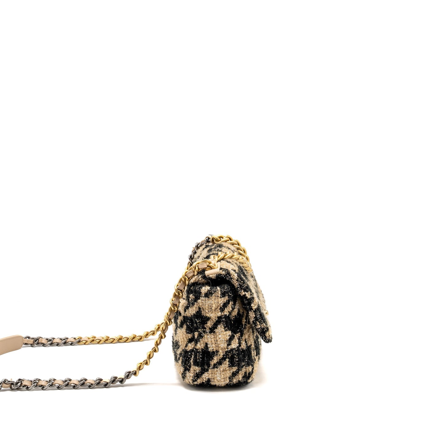 Chanel 19 Tweed Hardware Multicolour Black Beige Small Handbag