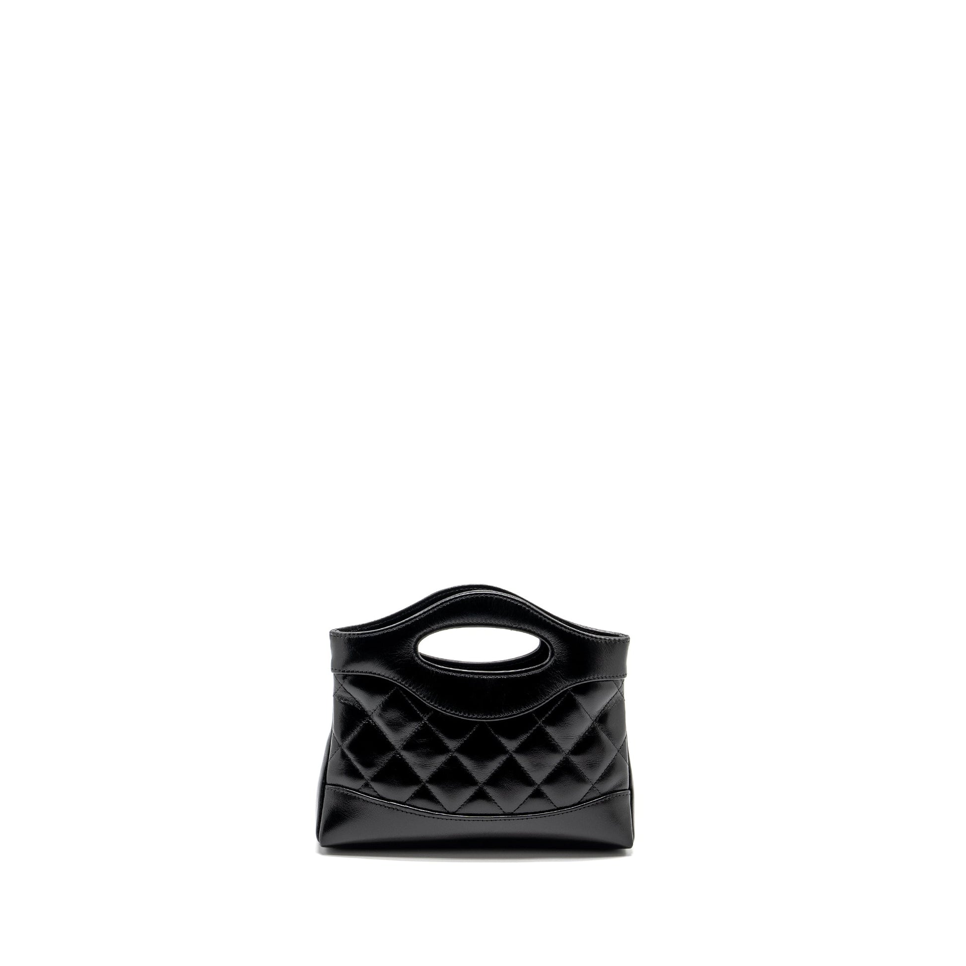 Chanel 31 Shiny Lambskin LGHW Microchip Black Clutch Bag Black Lghwmicrochip