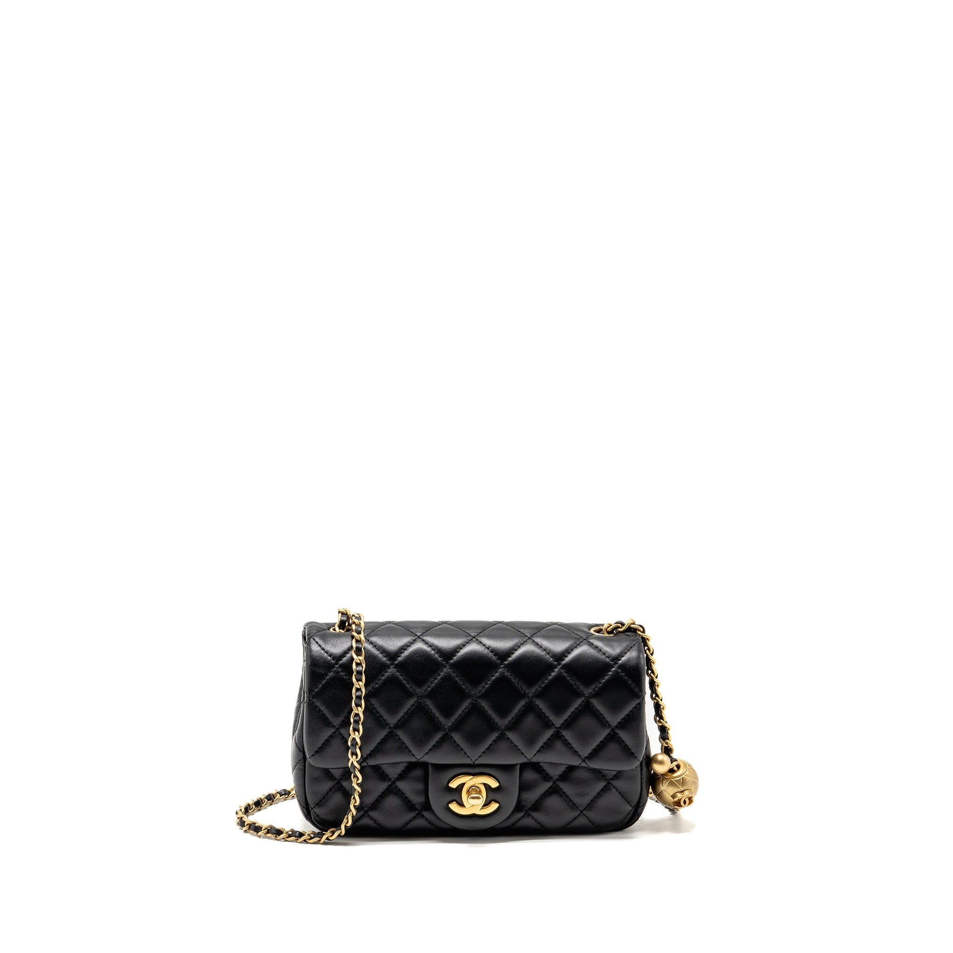 Chanel Pearl Crush Rectangular Flap Lambskin GHW Black Shoulder Bag Microchip 2