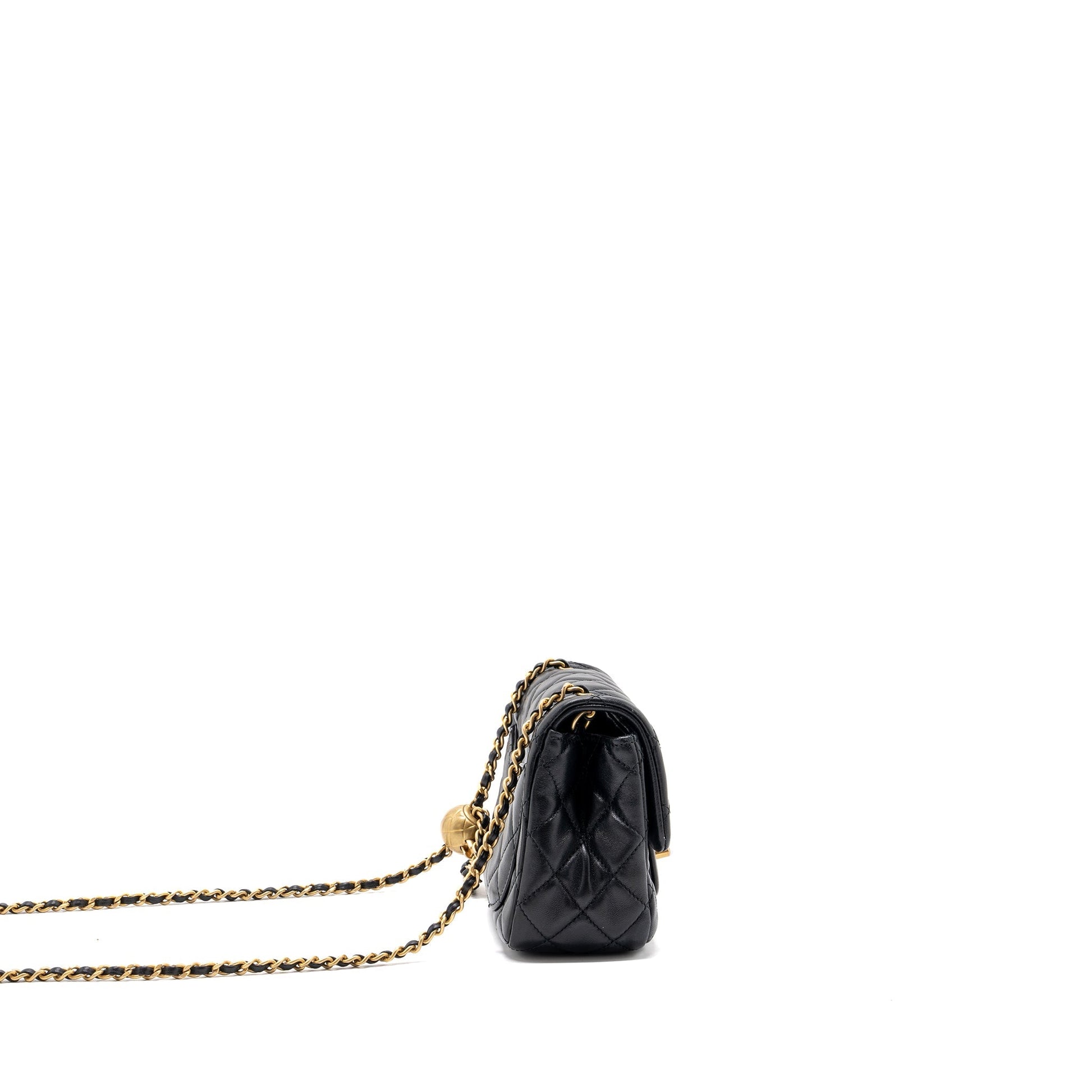 Chanel pearl crush square flap lambskin GHW Black Shoulder Bag Microchip 5