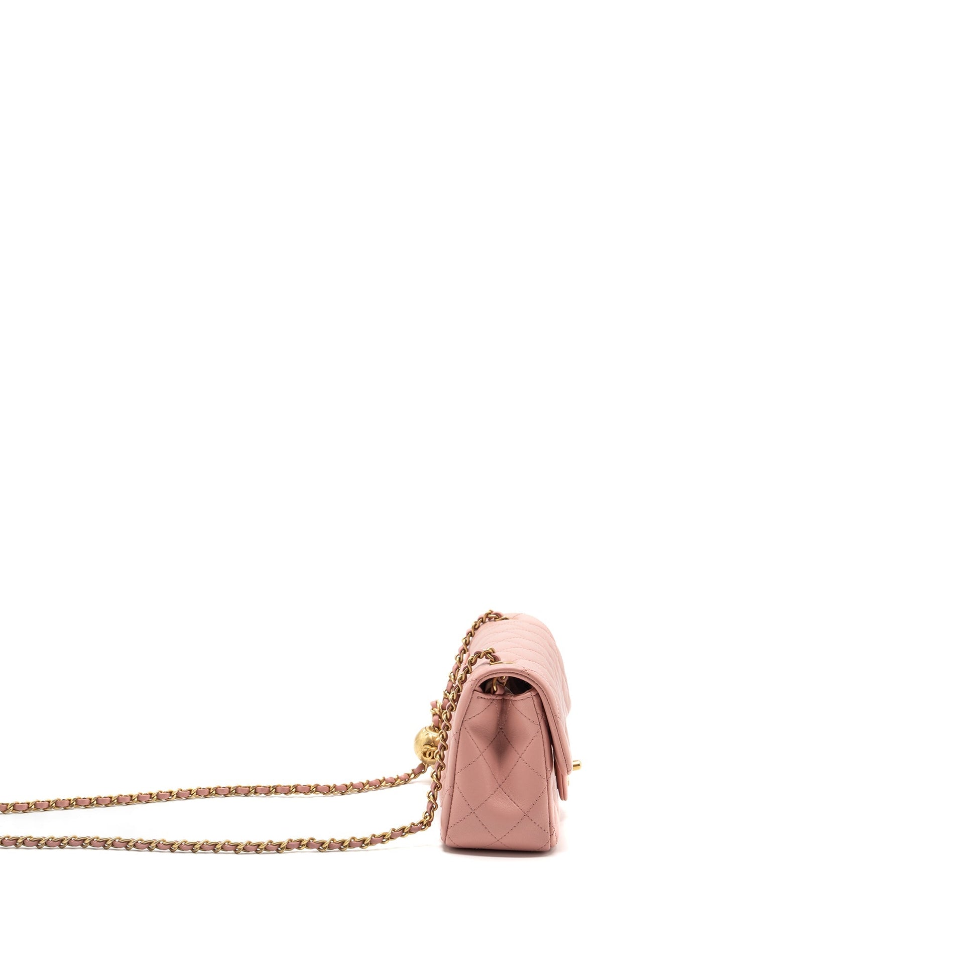Chanel Pearl Crush Rectangular flap lambskin GHW Pink Shoulder Bag