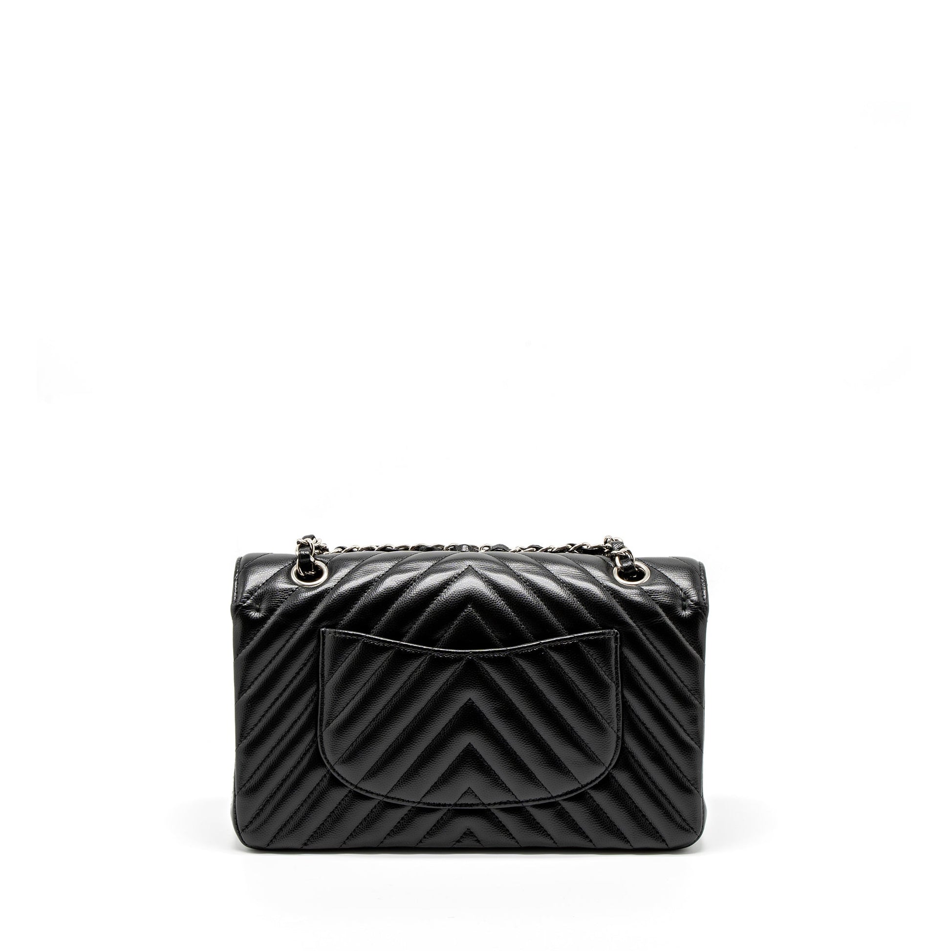 Chanel Classic Double Flap Chevron Caviar SHW Black Shoulder Bag Shw 1