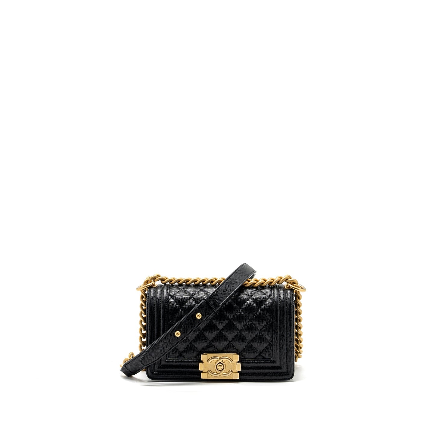 Chanel Boy Caviar GHW Microchip Black Small Handbag Microchip 3